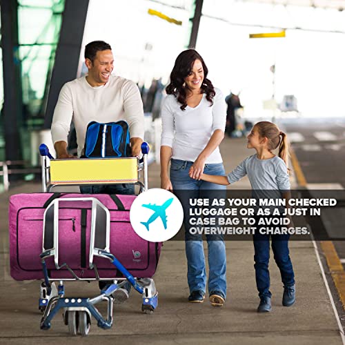 Bago Foldable Duffel Bags for Traveling Women & Men - 40L Sports Packable Duffle Bag for Travel with Shoe Compartment - Water Repellant, Heavy Duty, Lightweight Folding & Collapsible (SnowPink)