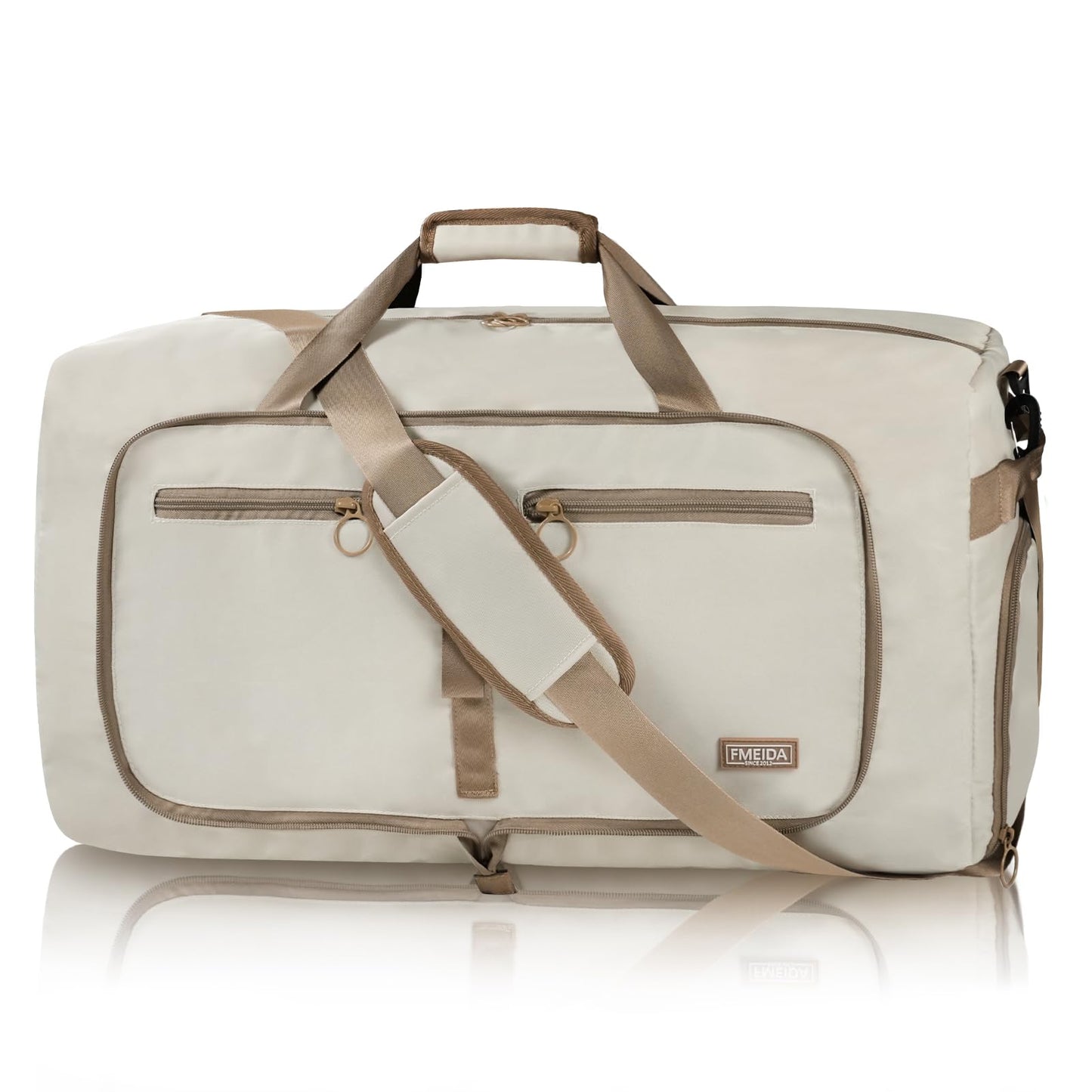 Fmeida 65L Duffle Bag with Shoes Compartment, Foldable Travel Duffel Bags for Men Women, Large Packable Travel Bag Water Repellent & Tear Resistant (Black)