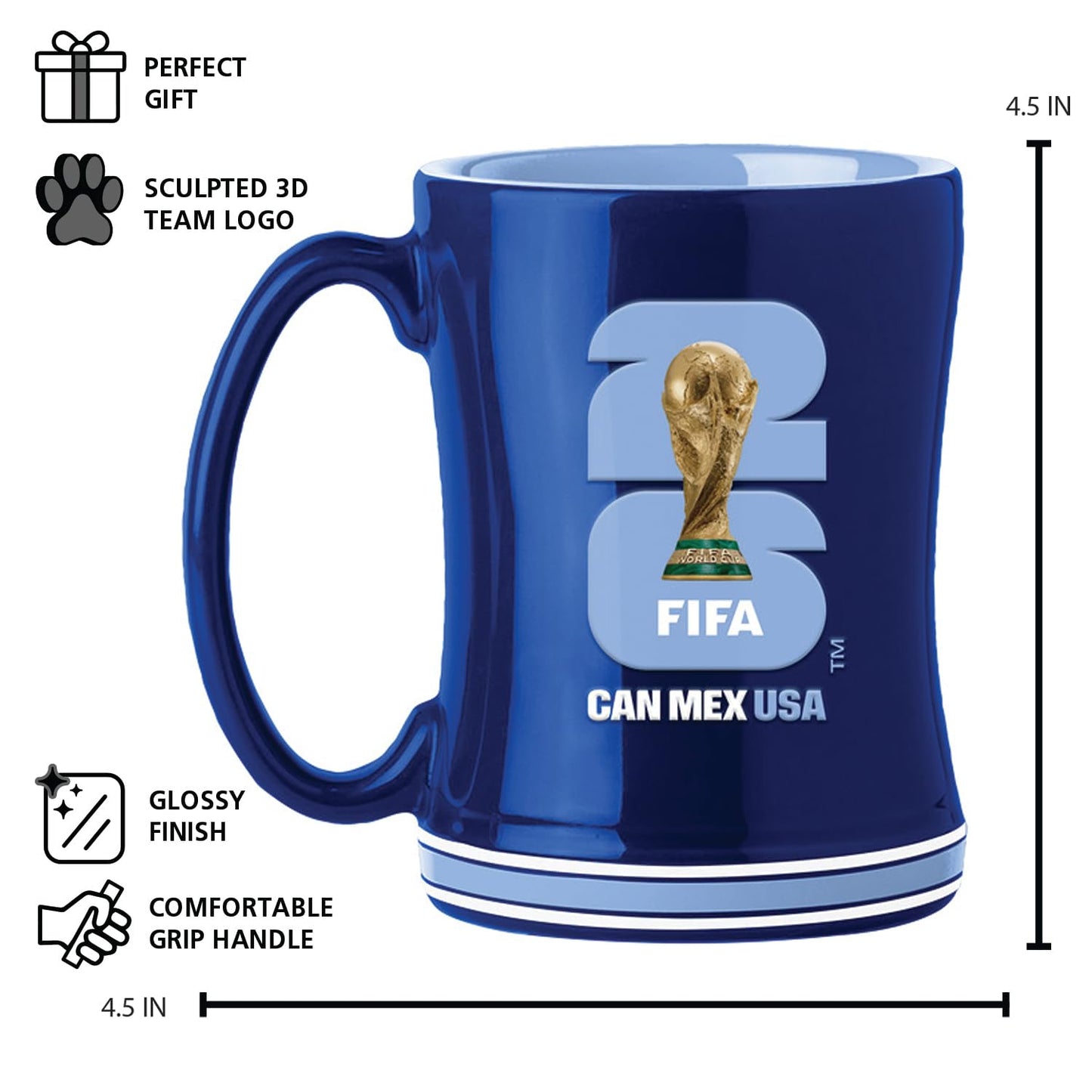 Soccer FIFA World Cup 2026 14oz Sculpted Relief Mug – Bold Ceramic Coffee Cup With Raised Design – Great Gift For Soccer Fans & Collectors