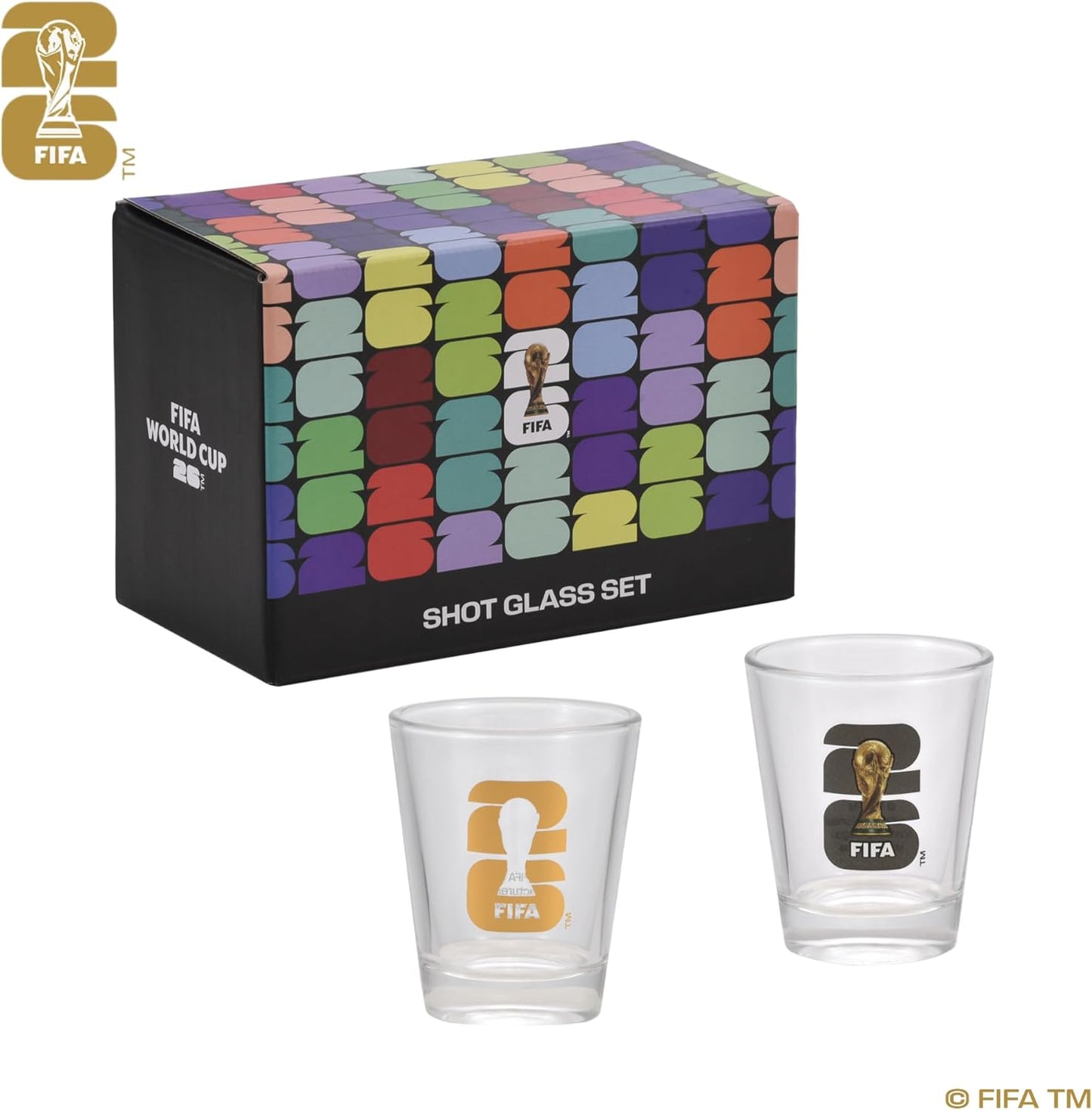 Official FIFA World Cup 2026 Edition - 1.7oz Trophy Shot Glasses (Set of 2) - Once-in-a-Lifetime Collector’s Item – Perfect for Tailgates, FIFA Parties, Mancaves or Bars Gift for Soccer Fans