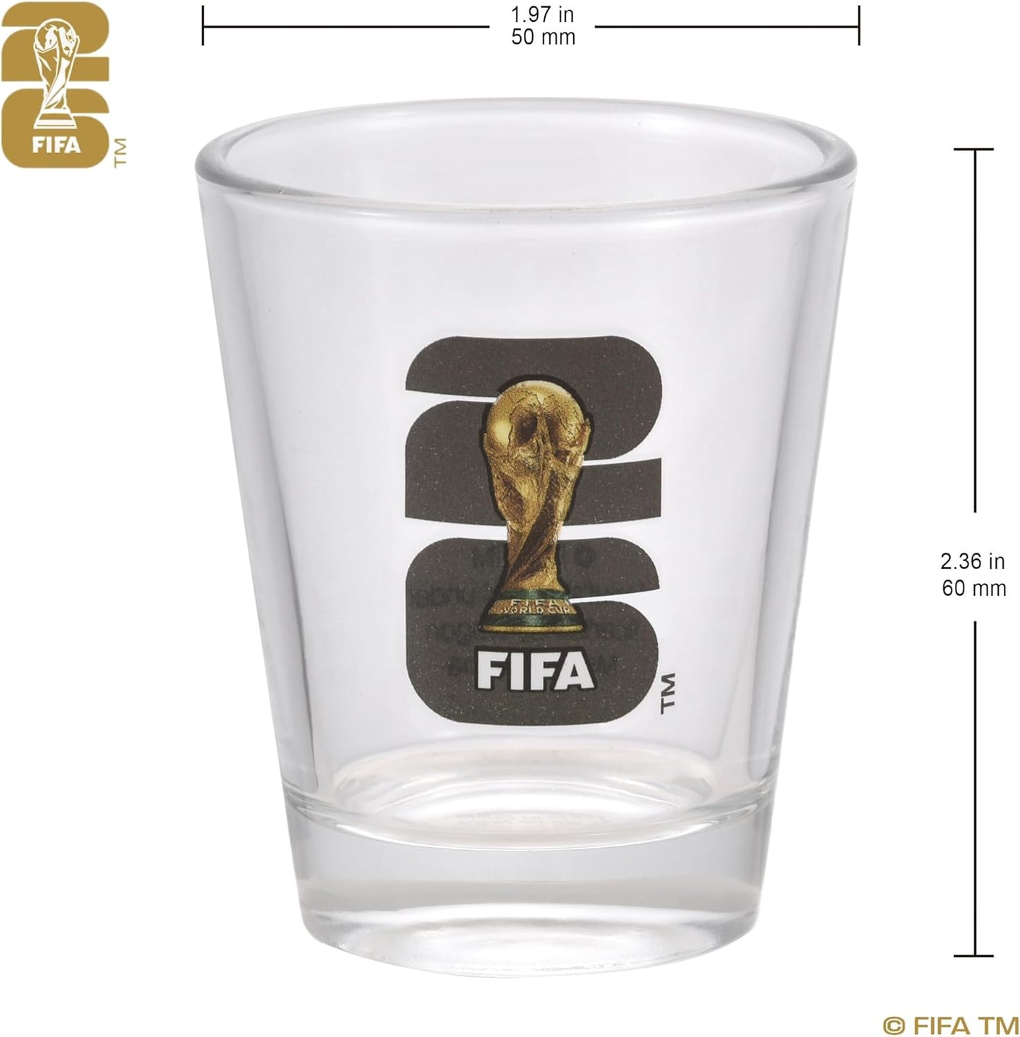 Official FIFA World Cup 2026 Edition - 1.7oz Trophy Shot Glasses (Set of 2) - Once-in-a-Lifetime Collector’s Item – Perfect for Tailgates, FIFA Parties, Mancaves or Bars Gift for Soccer Fans