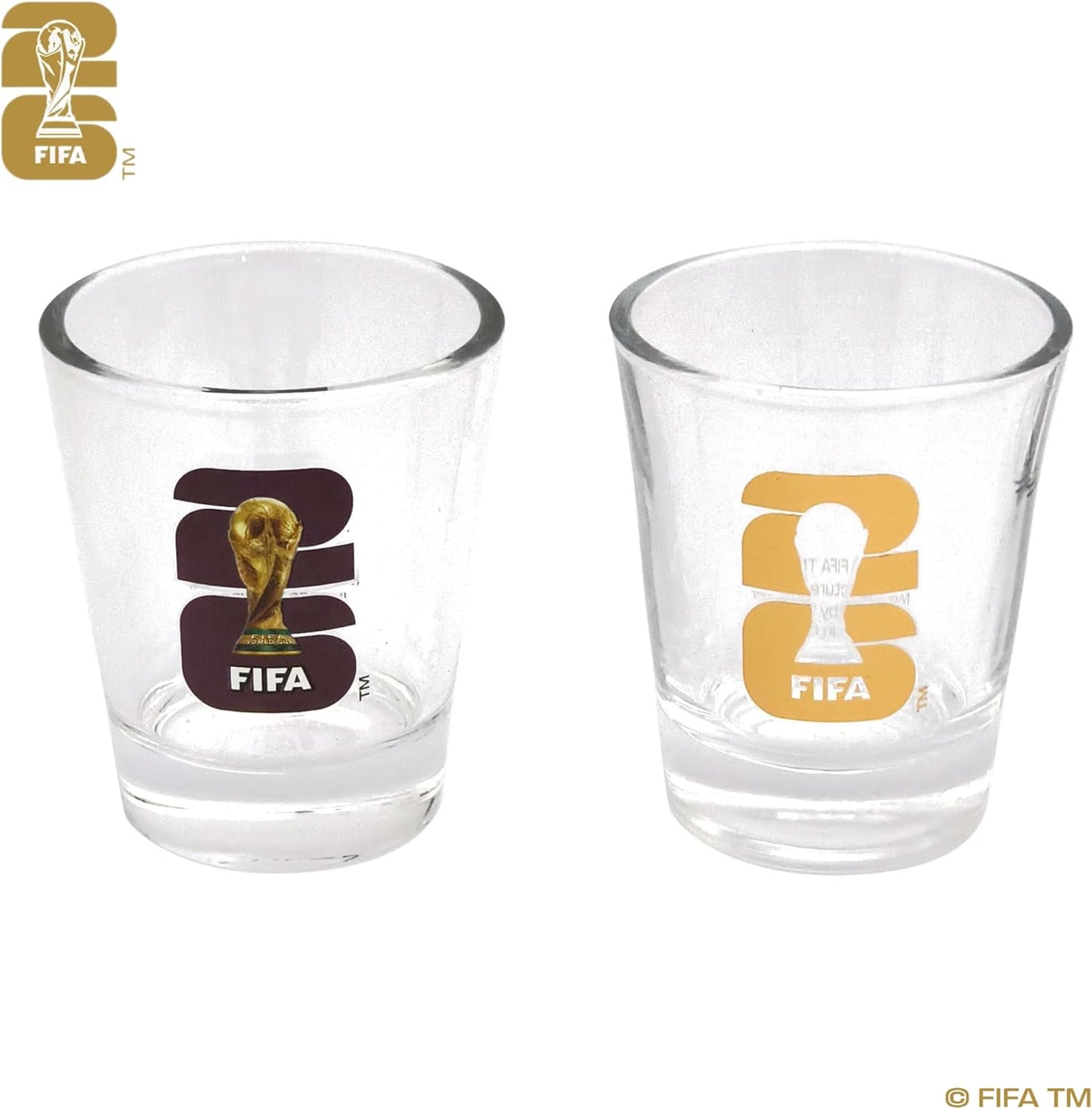 Official FIFA World Cup 2026 Edition - 1.7oz Trophy Shot Glasses (Set of 2) - Once-in-a-Lifetime Collector’s Item – Perfect for Tailgates, FIFA Parties, Mancaves or Bars Gift for Soccer Fans