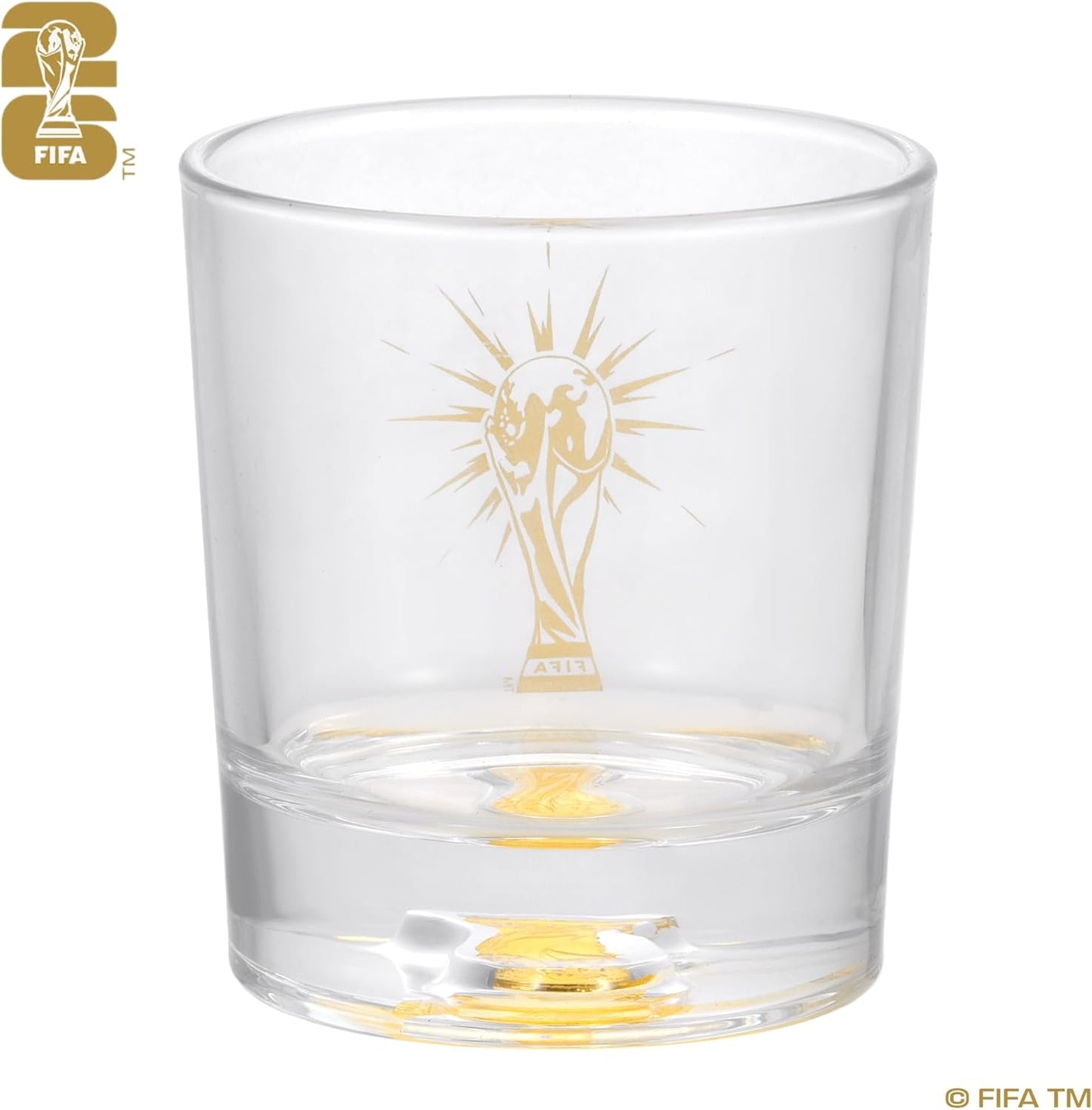 Official FIFA World Cup 2026 Edition - 8oz Whiskey Glass & Leather Coasters Gift Set - 2 of Each - Perfect for Parties, Bars, Tailgates, Mancaves & Gamedays - Once in a Lifetime Drinkware Set