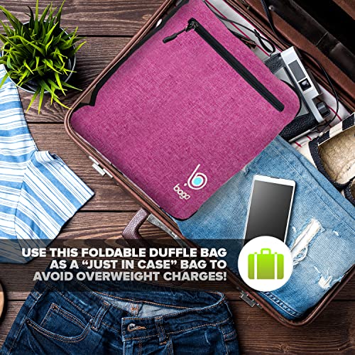 Bago Foldable Duffel Bags for Traveling Women & Men - 40L Sports Packable Duffle Bag for Travel with Shoe Compartment - Water Repellant, Heavy Duty, Lightweight Folding & Collapsible (SnowPink)