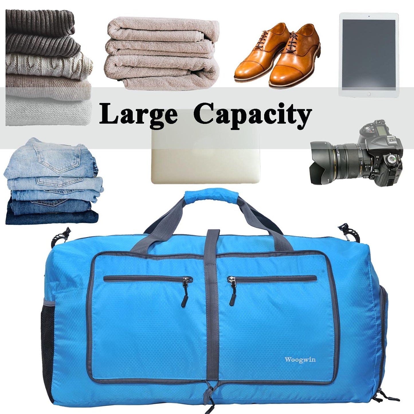 Woogwin Travel Duffel Bag Large Foldable Waterproof Overnight Bag for Beach Swim Bags Pool Sports Gym