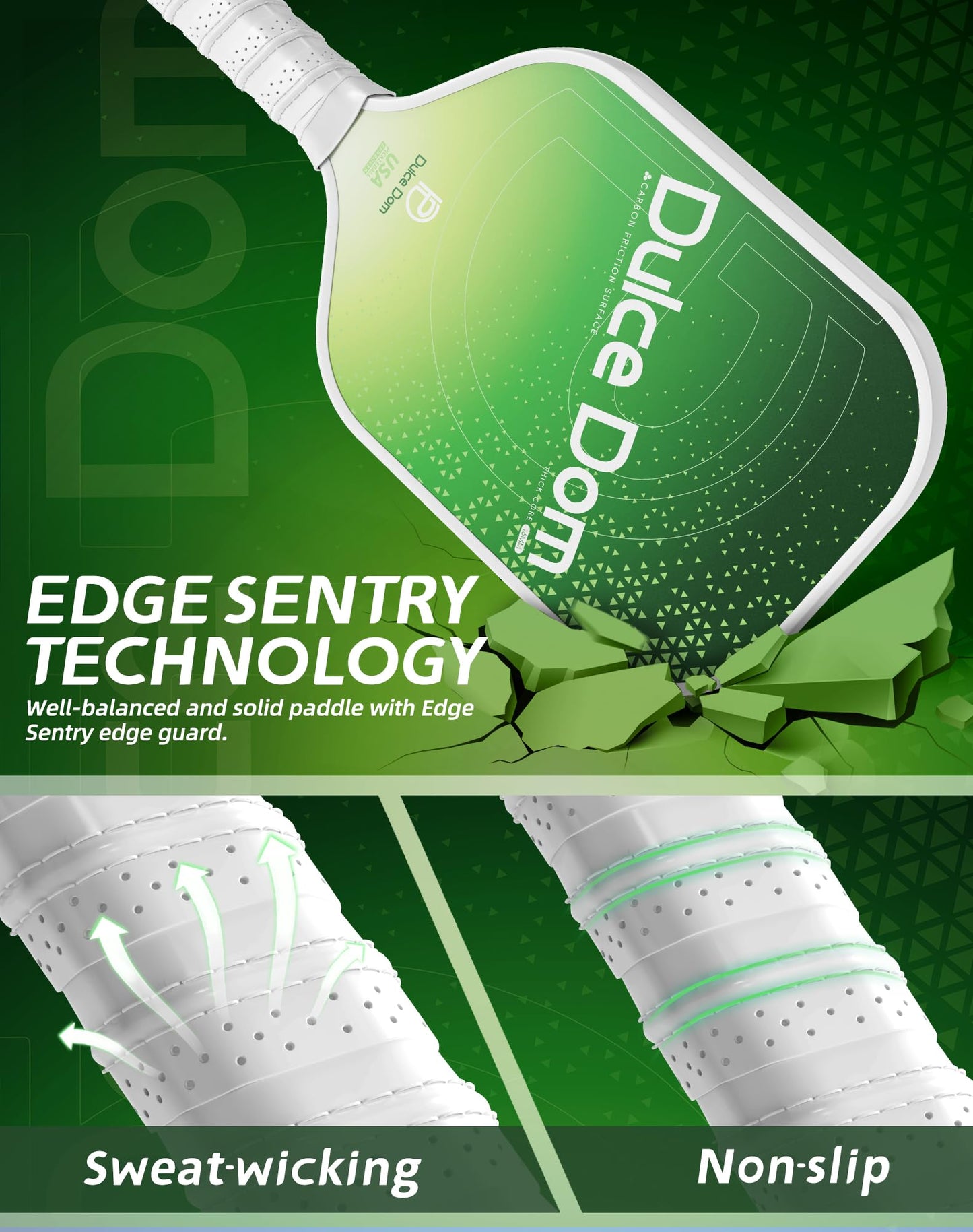 DULCE DOM Pickleball Paddles Set of 2/4 - USAPA Approved, Fiberglass/Carbon Fiber Pickleball Racket with 4 Indoor Outdoor Pickleball Balls and Pickleball Bag, Ideal Pickleball Training Equipment