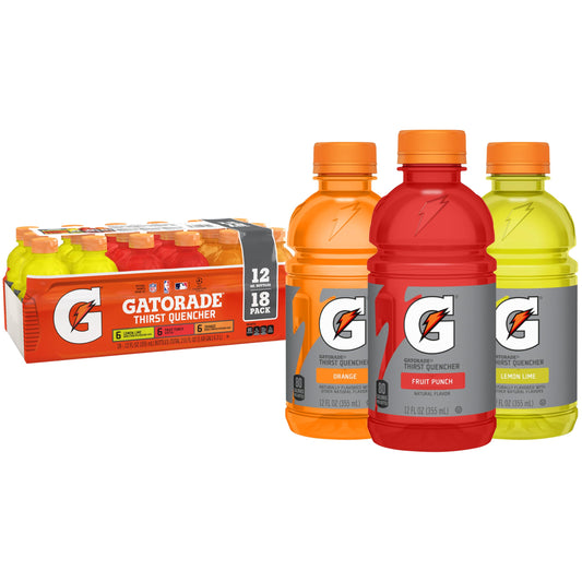 Gatorade Thirst Quencher Sports Drink, Variety Pack, 12 Fl Oz (Pack of 18)