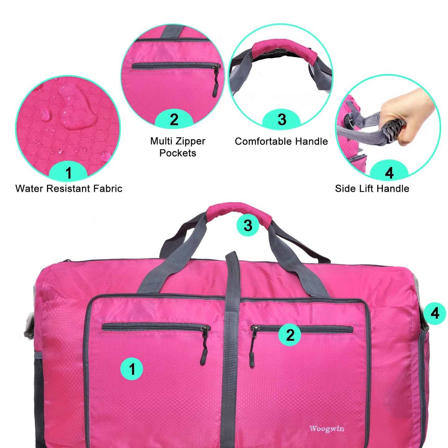 Woogwin Travel Duffel Bag Large Foldable Waterproof Overnight Bag for Beach Swim Bags Pool Sports Gym