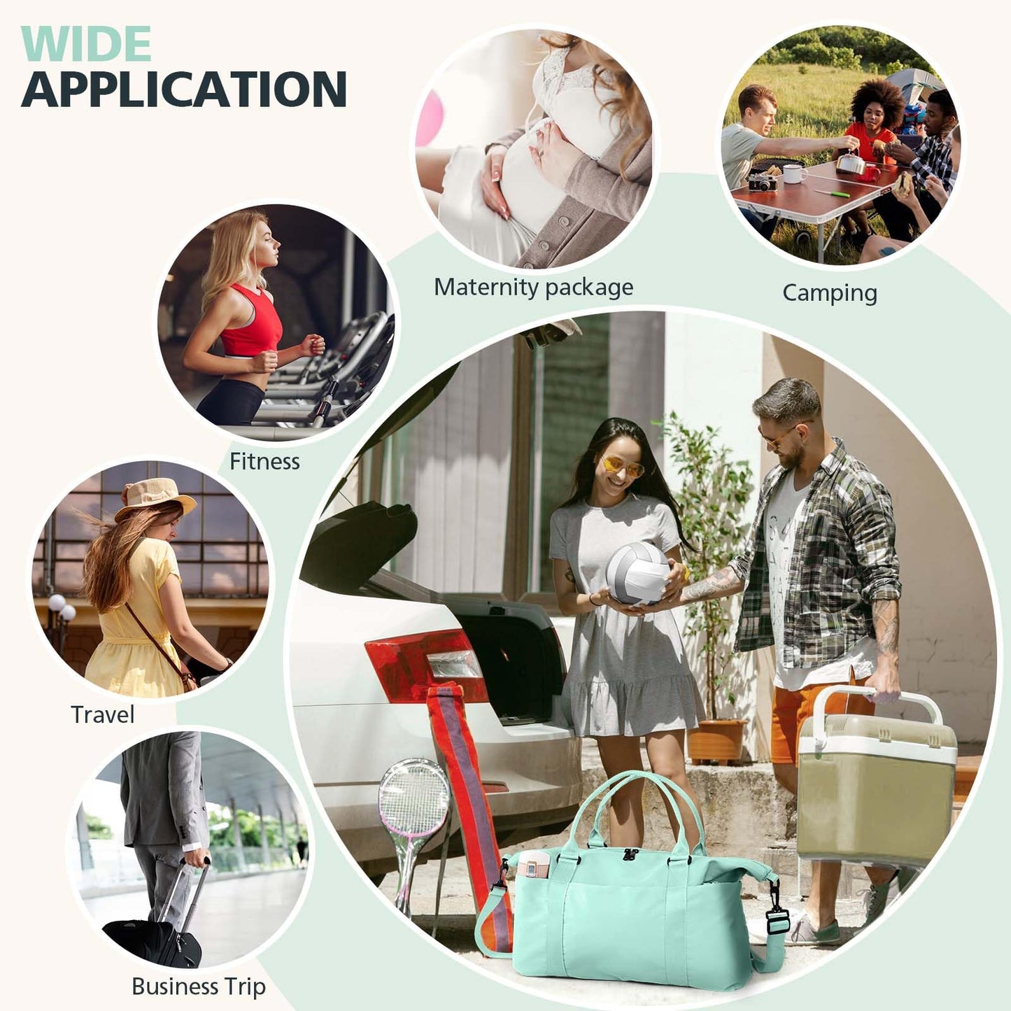 TOPBAG Travel Duffle Bag, Waterproof Weekender Carry On Tote Bags for Women, Sport Gym Bag for Men, Hospital Bag for Labor and Delivery, Overnight Luggage Bag with Trolley Sleeve Coral Pink