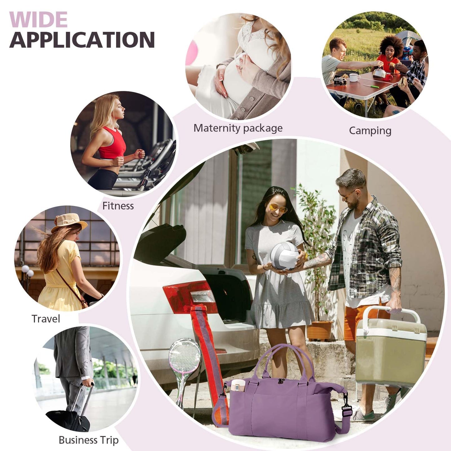 TOPBAG Travel Duffle Bag, Waterproof Weekender Carry On Tote Bags for Women, Sport Gym Bag for Men, Hospital Bag for Labor and Delivery, Overnight Luggage Bag with Trolley Sleeve Coral Pink