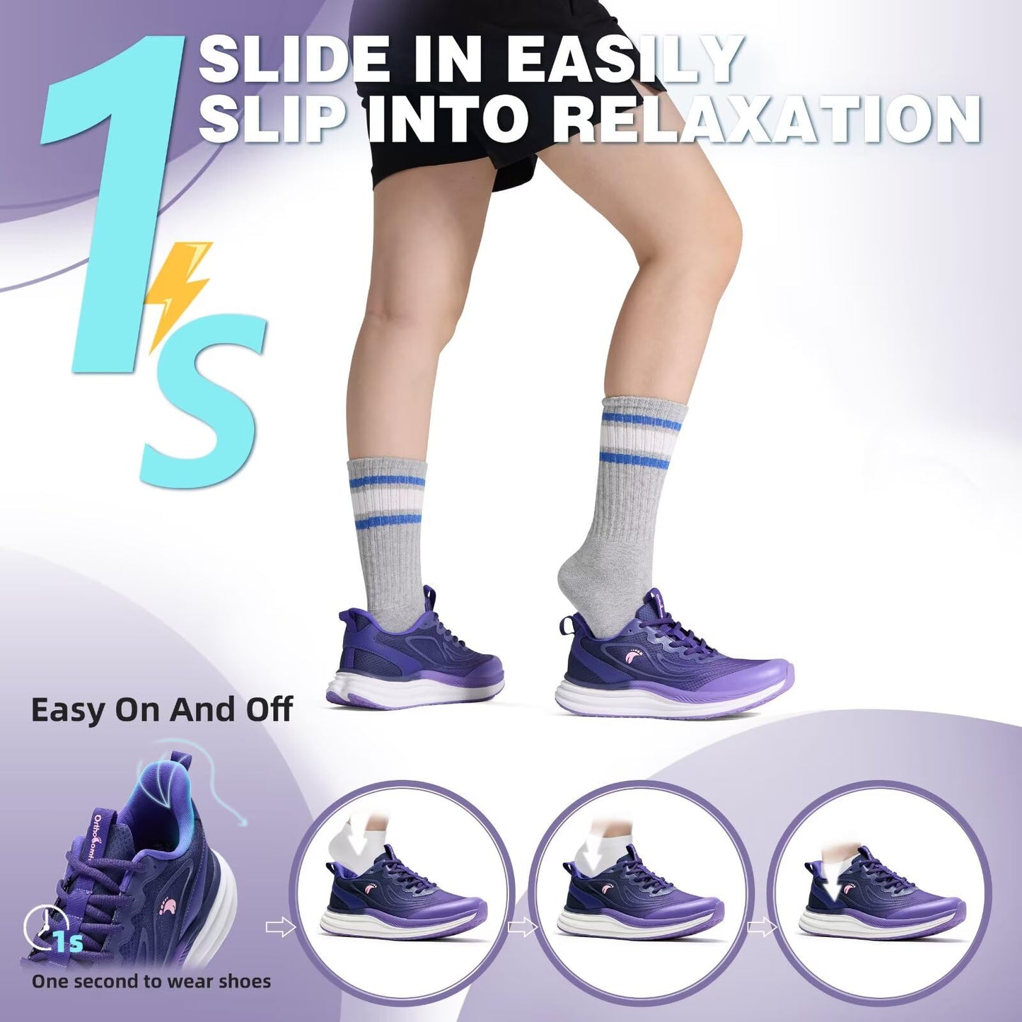 Women's Orthopedic Road Running Shoes: Comfortable Arch Support Plantar Fasciitis Sports Sneakers, Casual Orthotic High Arch Flat Feet Tennis Work Walking Shoes for Foot Heel and Pain Relief