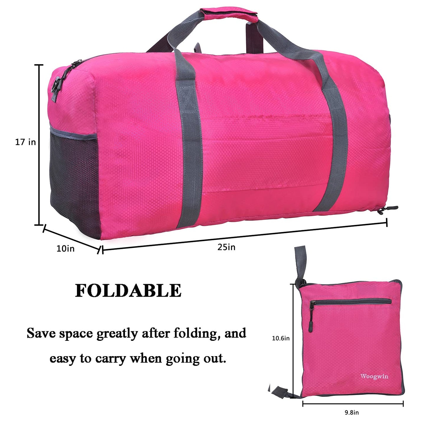 Woogwin Travel Duffel Bag Large Foldable Waterproof Overnight Bag for Beach Swim Bags Pool Sports Gym