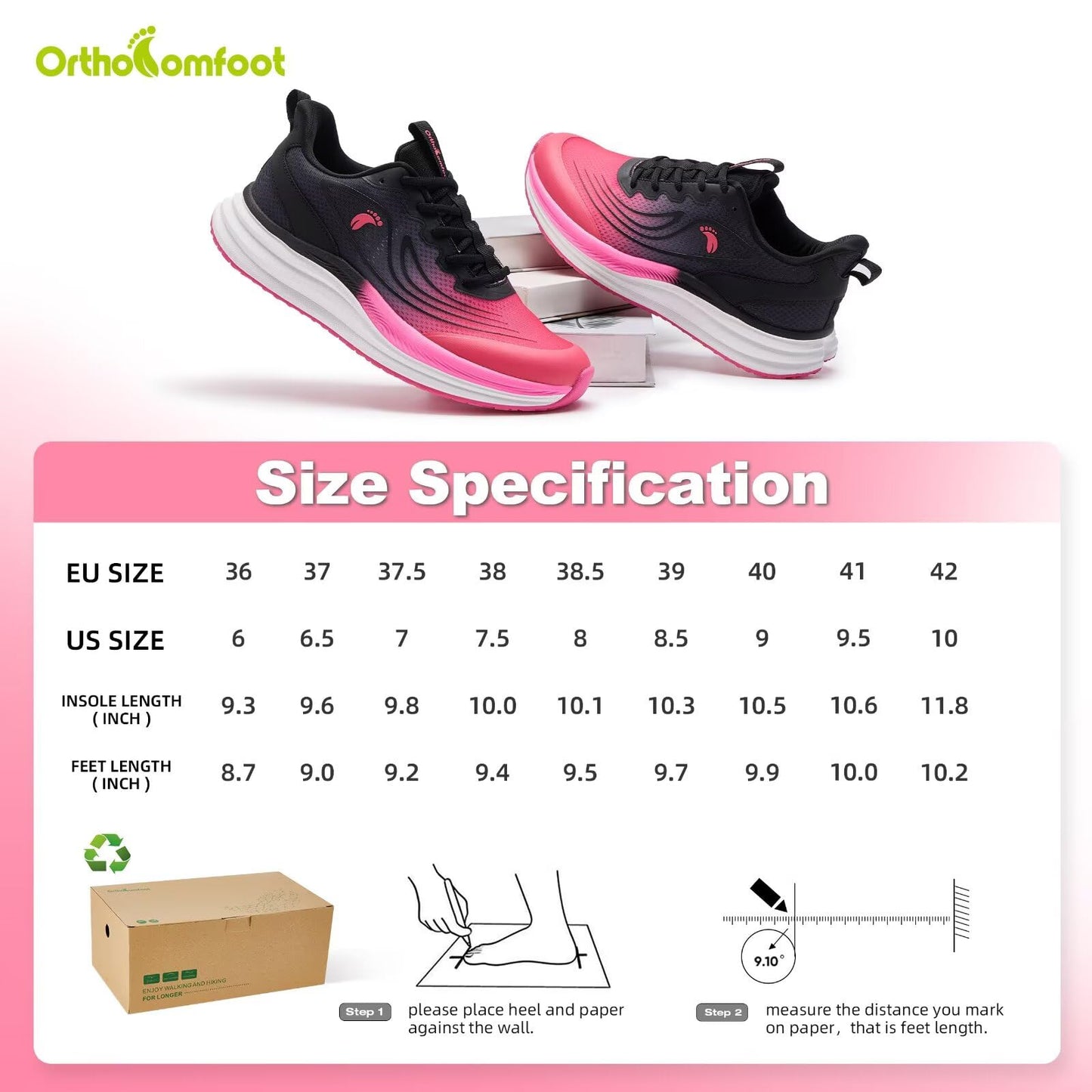 Women's Orthopedic Road Running Shoes: Comfortable Arch Support Plantar Fasciitis Sports Sneakers, Casual Orthotic High Arch Flat Feet Tennis Work Walking Shoes for Foot Heel and Pain Relief