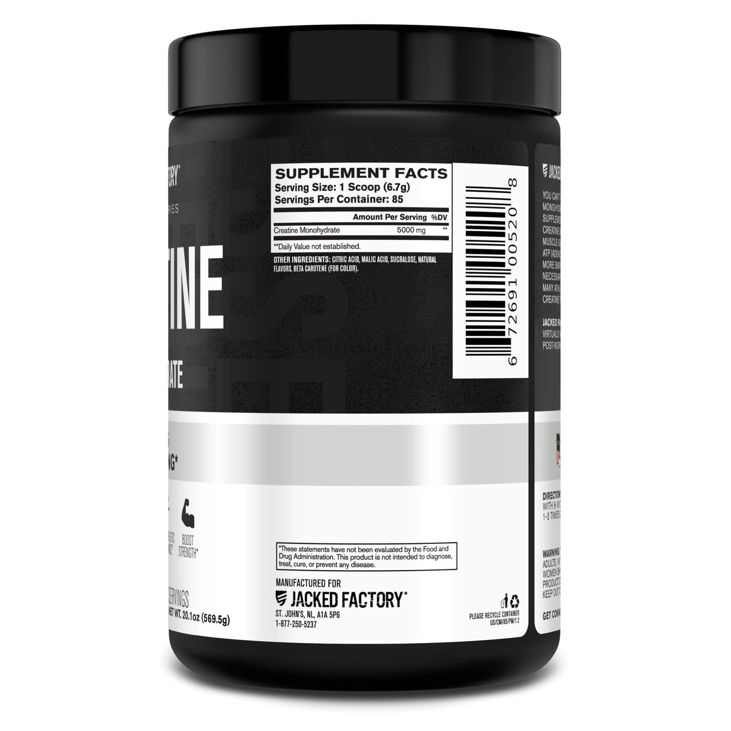 Jacked Factory Creatine Monohydrate Powder 150g - 5g Daily Creatine Supplement for Men and Women, Vegan-Friendly, Third-Party Tested - 30 Servings, Unflavored