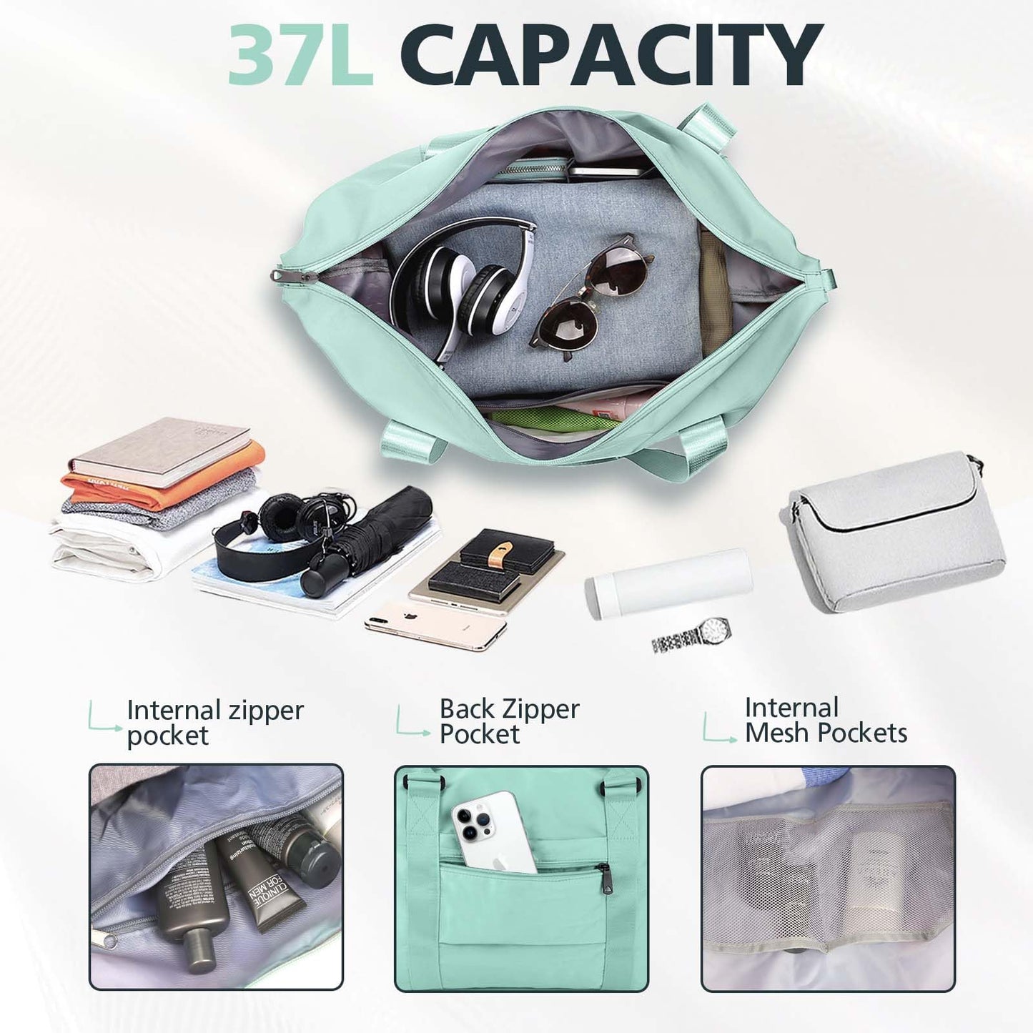 TOPBAG Travel Duffle Bag, Waterproof Weekender Carry On Tote Bags for Women, Sport Gym Bag for Men, Hospital Bag for Labor and Delivery, Overnight Luggage Bag with Trolley Sleeve Coral Pink