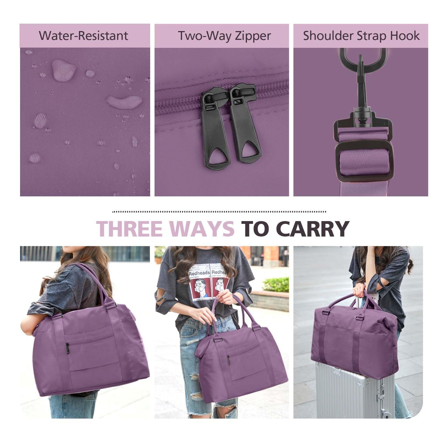 TOPBAG Travel Duffle Bag, Waterproof Weekender Carry On Tote Bags for Women, Sport Gym Bag for Men, Hospital Bag for Labor and Delivery, Overnight Luggage Bag with Trolley Sleeve Coral Pink