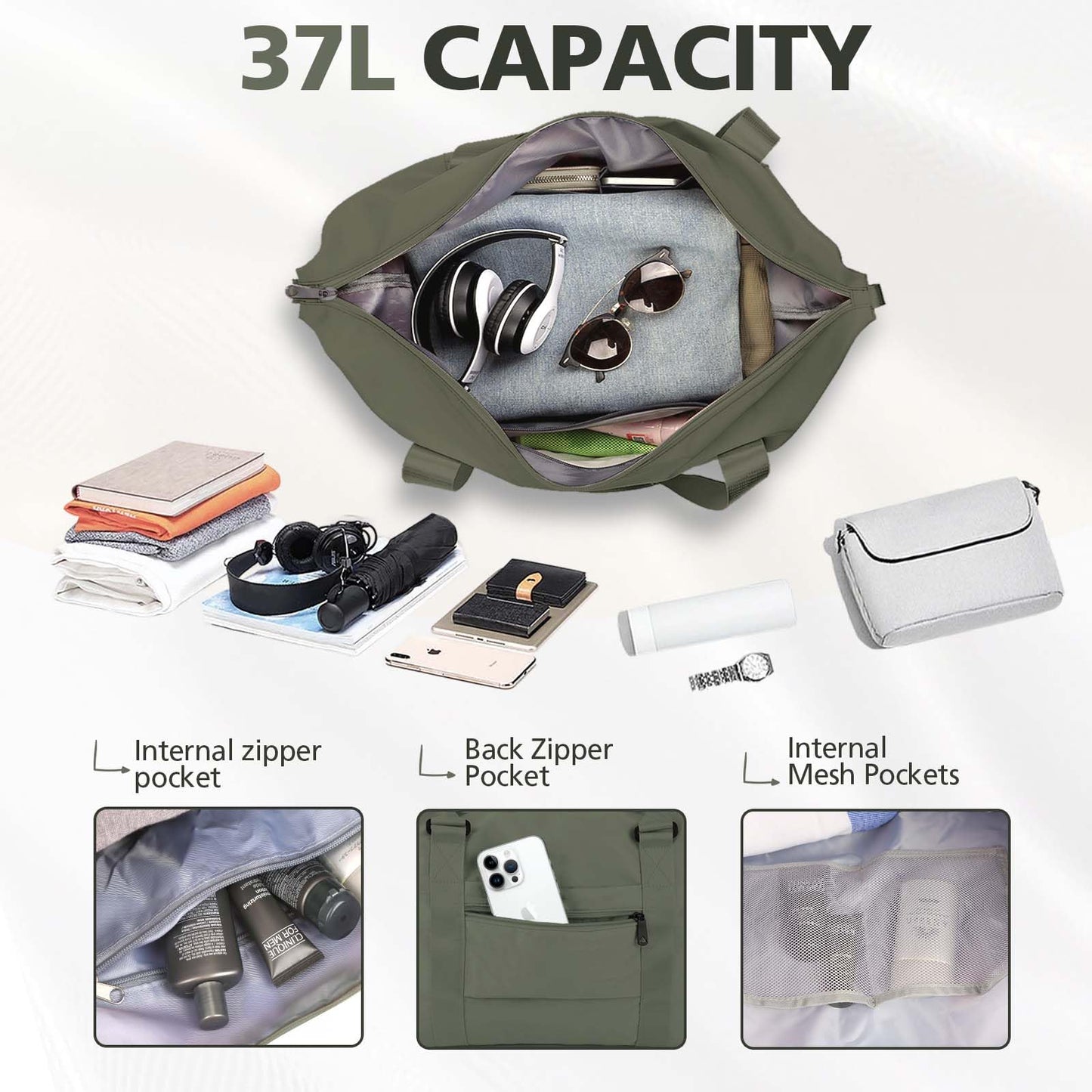 TOPBAG Travel Duffle Bag, Waterproof Weekender Carry On Tote Bags for Women, Sport Gym Bag for Men, Hospital Bag for Labor and Delivery, Overnight Luggage Bag with Trolley Sleeve Coral Pink