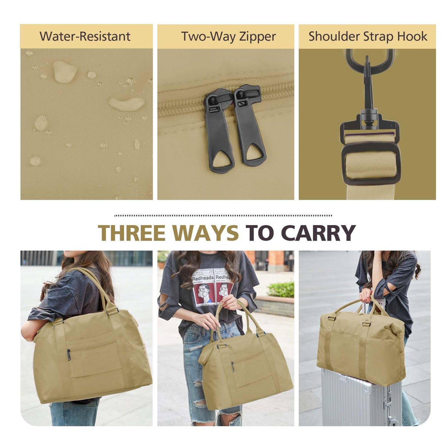 TOPBAG Travel Duffle Bag, Waterproof Weekender Carry On Tote Bags for Women, Sport Gym Bag for Men, Hospital Bag for Labor and Delivery, Overnight Luggage Bag with Trolley Sleeve Coral Pink