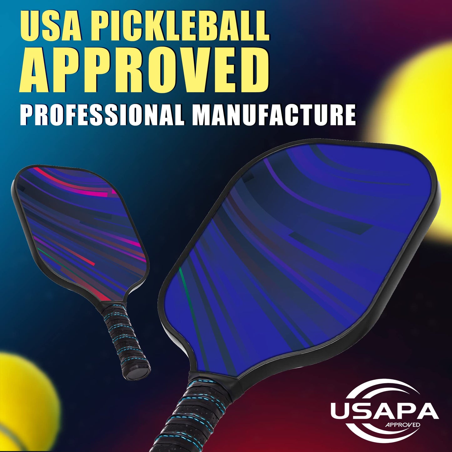 DULCE DOM Pickleball Paddles Set of 2/4 - USAPA Approved, Fiberglass/Carbon Fiber Pickleball Racket with 4 Indoor Outdoor Pickleball Balls and Pickleball Bag, Ideal Pickleball Training Equipment