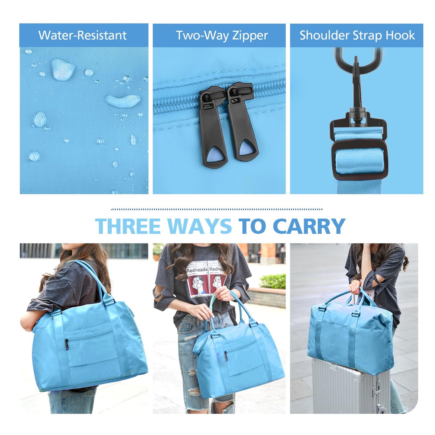 TOPBAG Travel Duffle Bag, Waterproof Weekender Carry On Tote Bags for Women, Sport Gym Bag for Men, Hospital Bag for Labor and Delivery, Overnight Luggage Bag with Trolley Sleeve Coral Pink