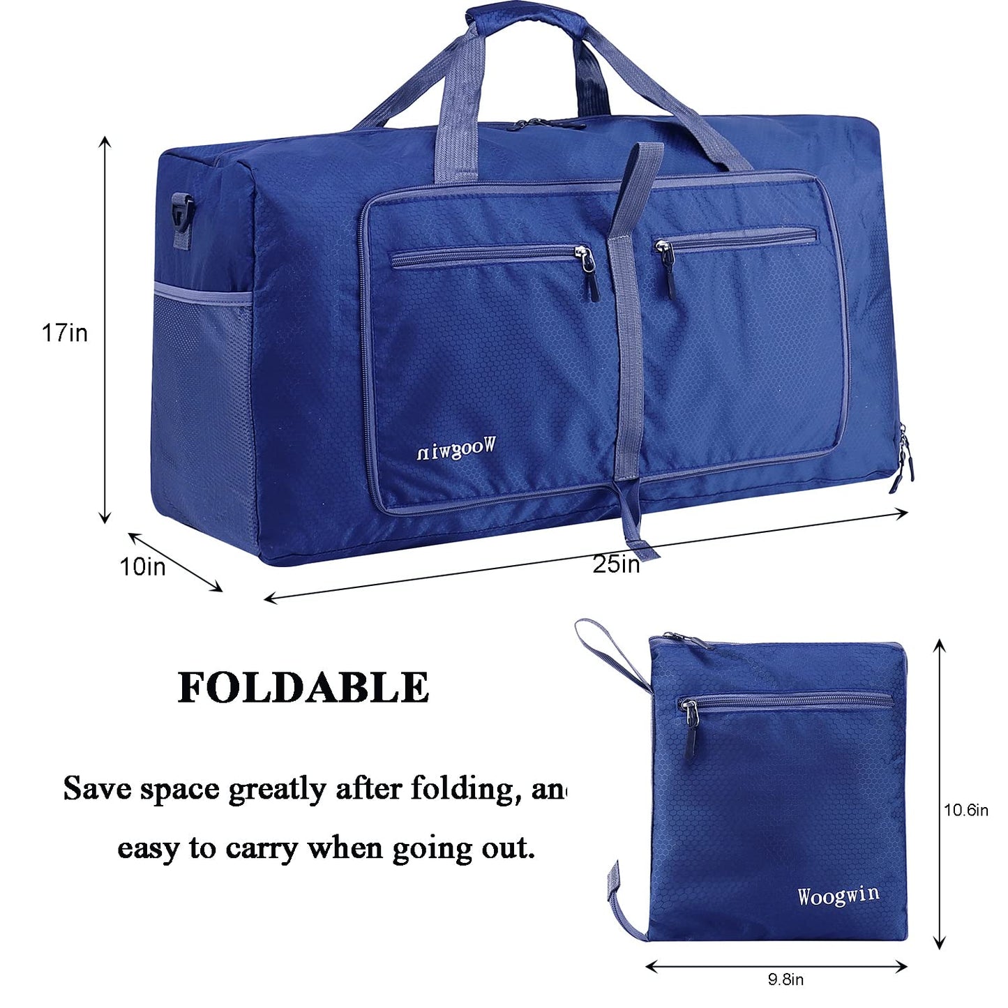 Woogwin Travel Duffel Bag Large Foldable Waterproof Overnight Bag for Beach Swim Bags Pool Sports Gym