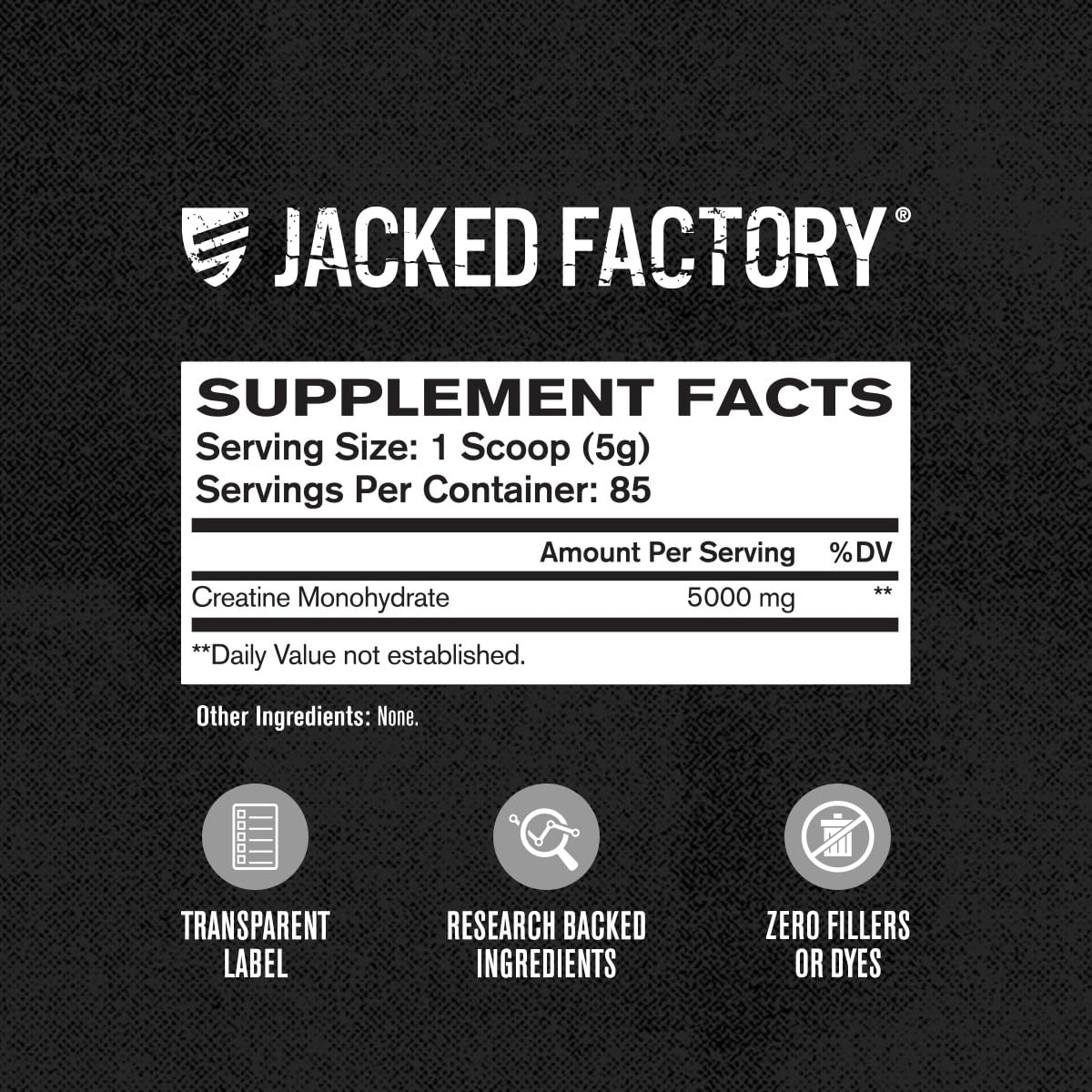 Jacked Factory Creatine Monohydrate Powder 150g - 5g Daily Creatine Supplement for Men and Women, Vegan-Friendly, Third-Party Tested - 30 Servings, Unflavored