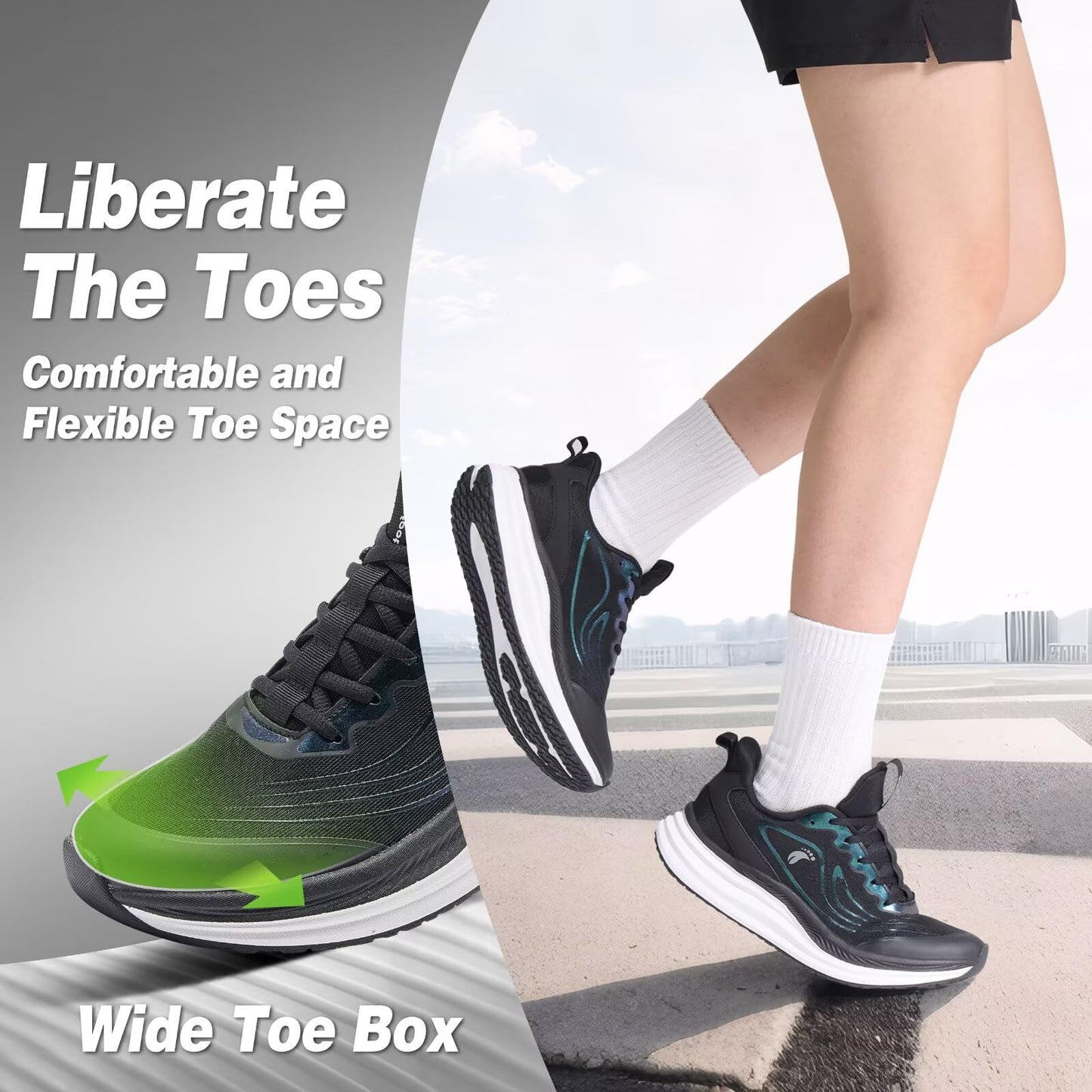 Women's Orthopedic Road Running Shoes: Comfortable Arch Support Plantar Fasciitis Sports Sneakers, Casual Orthotic High Arch Flat Feet Tennis Work Walking Shoes for Foot Heel and Pain Relief