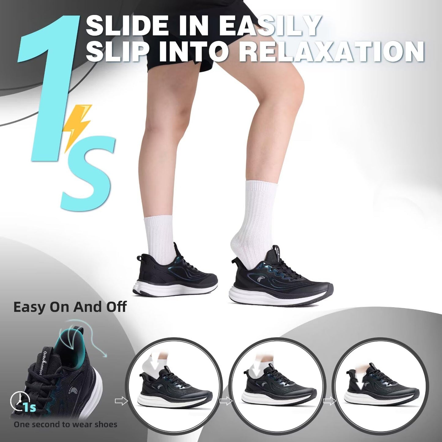 Women's Orthopedic Road Running Shoes: Comfortable Arch Support Plantar Fasciitis Sports Sneakers, Casual Orthotic High Arch Flat Feet Tennis Work Walking Shoes for Foot Heel and Pain Relief