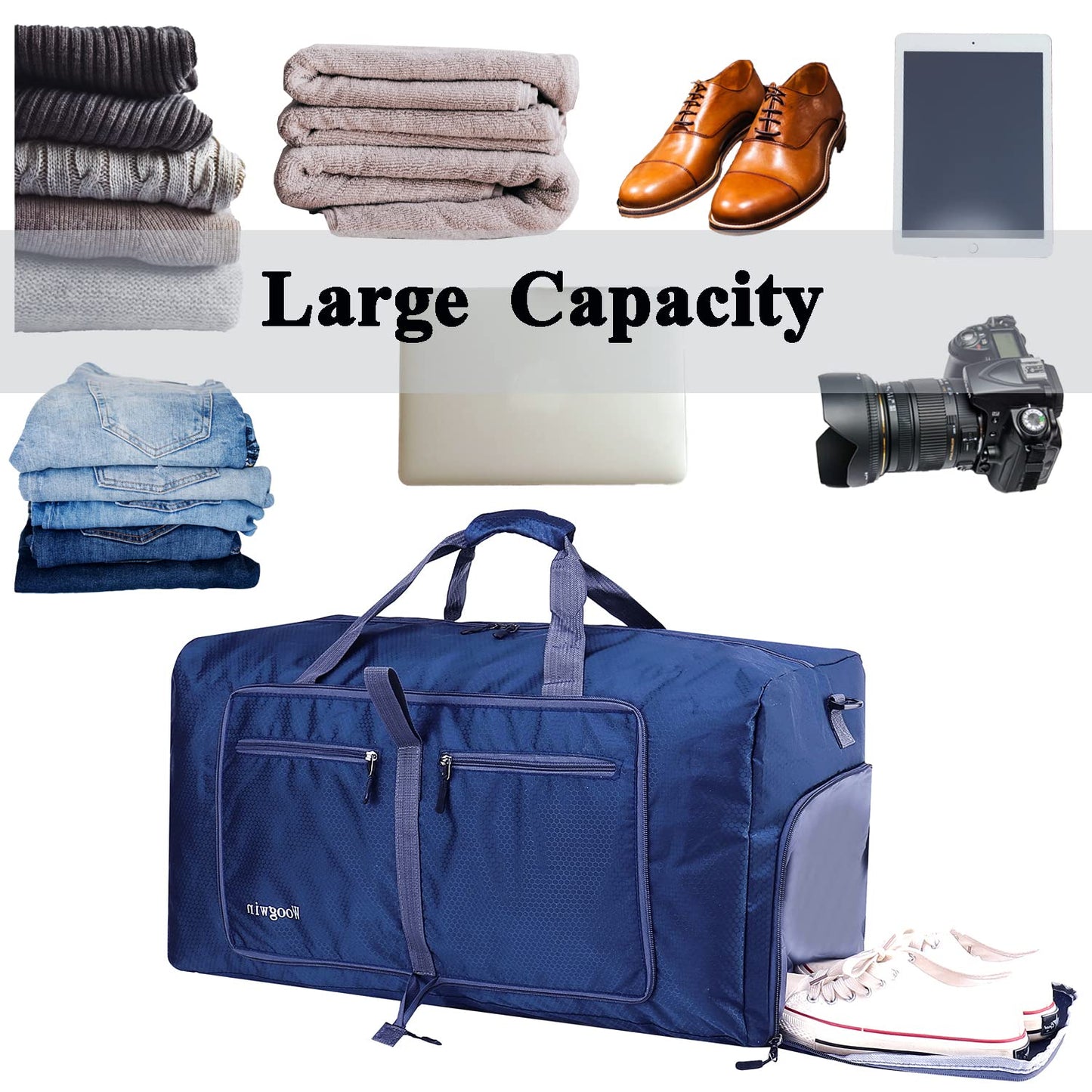 Woogwin Travel Duffel Bag Large Foldable Waterproof Overnight Bag for Beach Swim Bags Pool Sports Gym