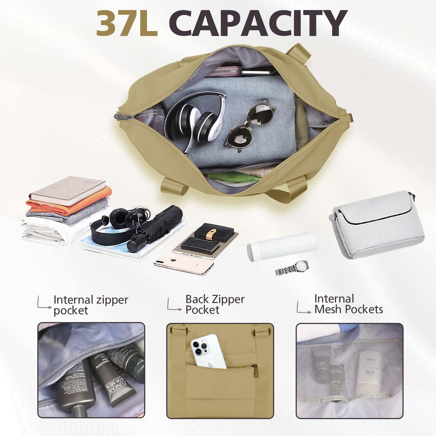 TOPBAG Travel Duffle Bag, Waterproof Weekender Carry On Tote Bags for Women, Sport Gym Bag for Men, Hospital Bag for Labor and Delivery, Overnight Luggage Bag with Trolley Sleeve Coral Pink