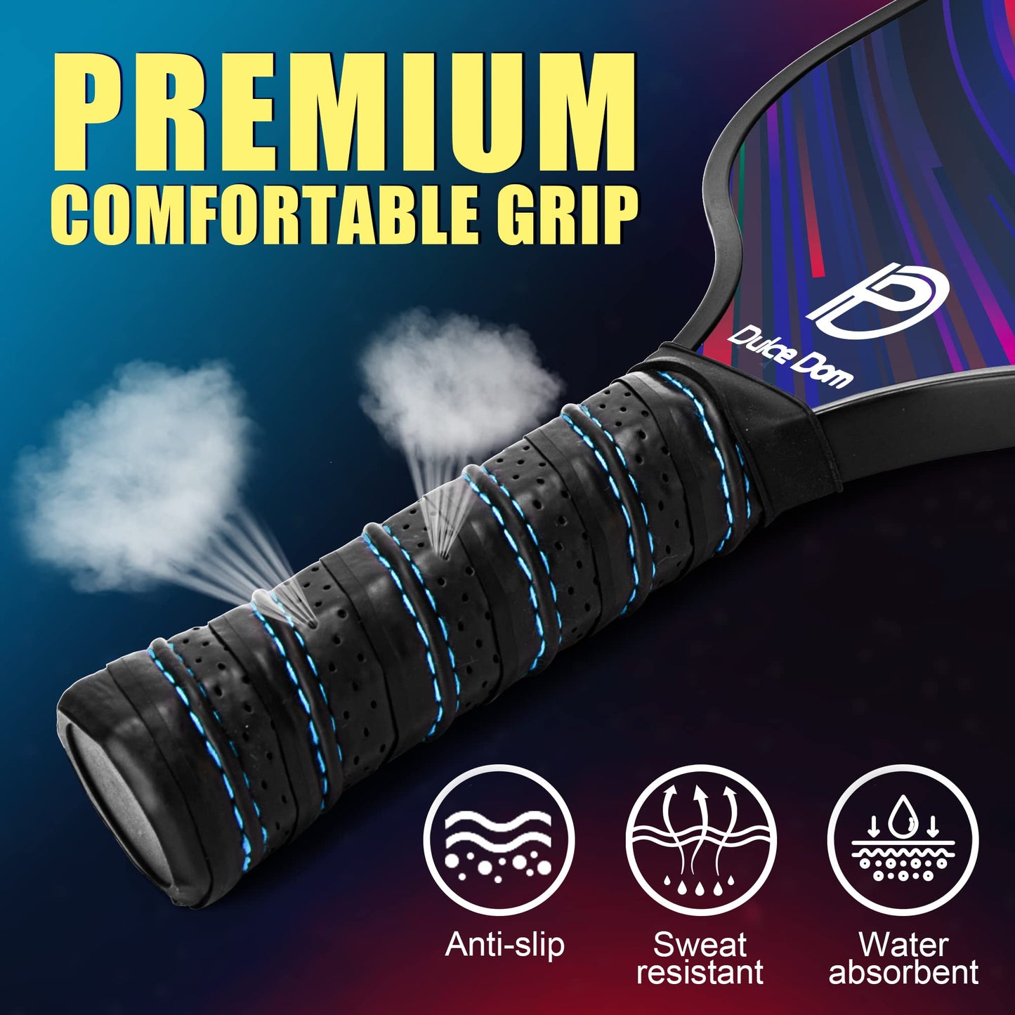 DULCE DOM Pickleball Paddles Set of 2/4 - USAPA Approved, Fiberglass/Carbon Fiber Pickleball Racket with 4 Indoor Outdoor Pickleball Balls and Pickleball Bag, Ideal Pickleball Training Equipment