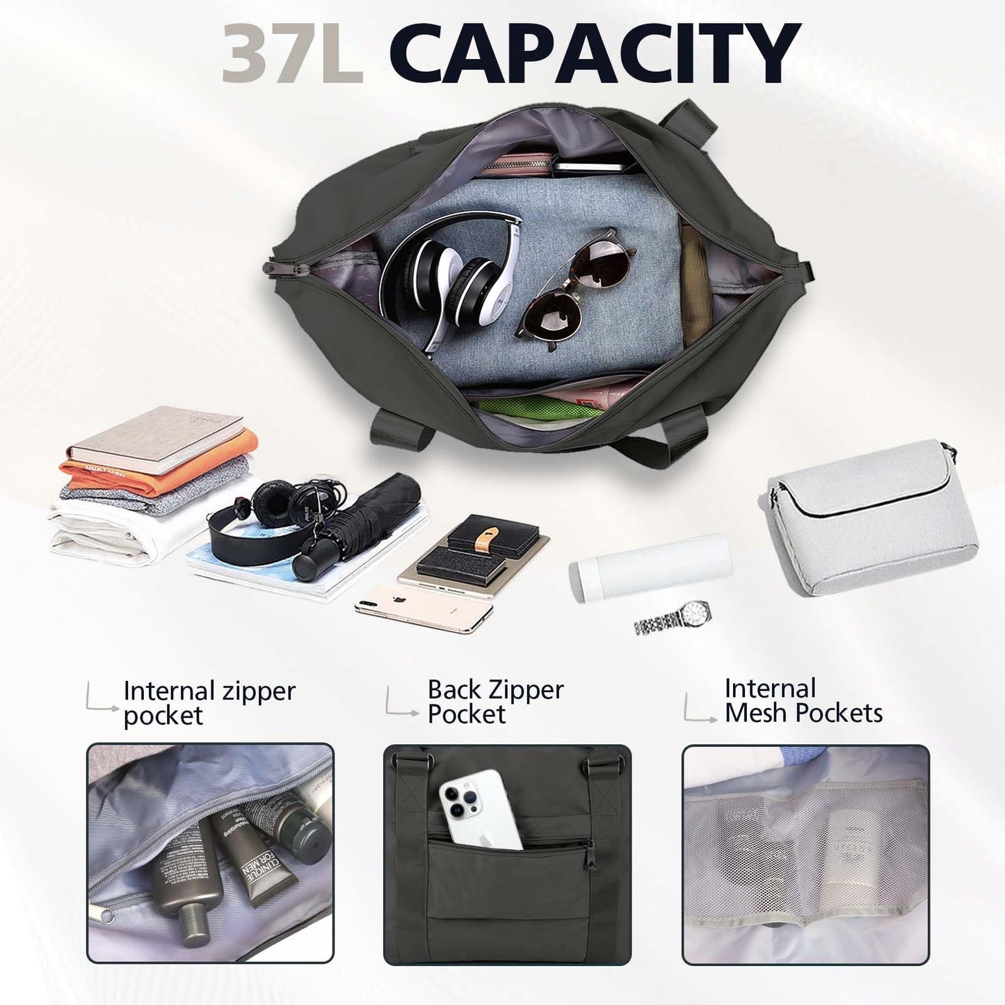 TOPBAG Travel Duffle Bag, Waterproof Weekender Carry On Tote Bags for Women, Sport Gym Bag for Men, Hospital Bag for Labor and Delivery, Overnight Luggage Bag with Trolley Sleeve Coral Pink