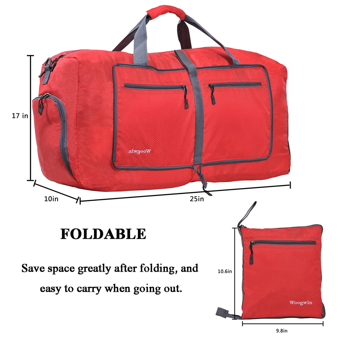 Woogwin Travel Duffel Bag Large Foldable Waterproof Overnight Bag for Beach Swim Bags Pool Sports Gym