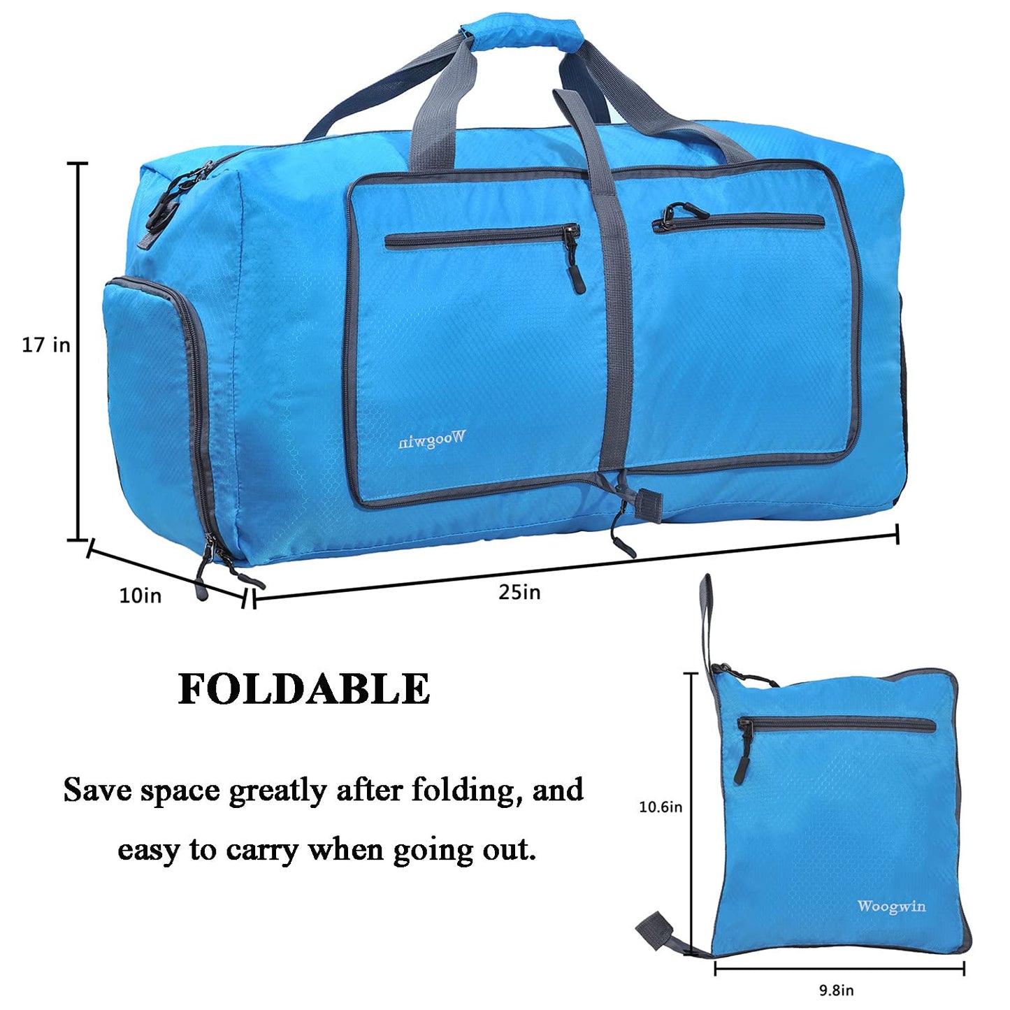 Woogwin Travel Duffel Bag Large Foldable Waterproof Overnight Bag for Beach Swim Bags Pool Sports Gym