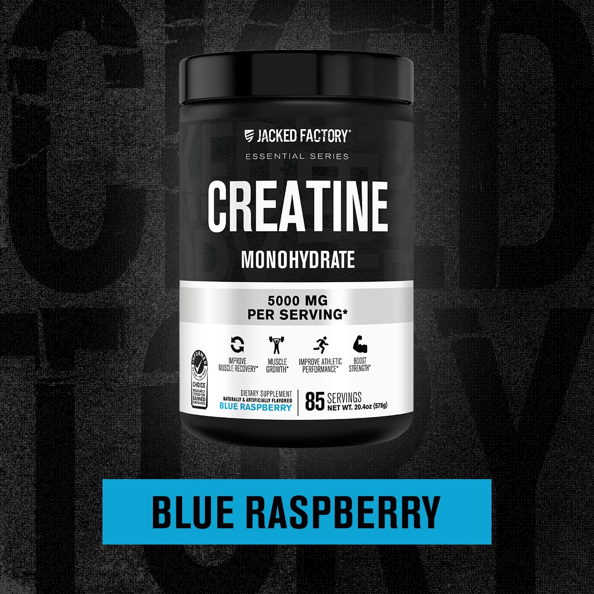 Jacked Factory Creatine Monohydrate Powder 150g - 5g Daily Creatine Supplement for Men and Women, Vegan-Friendly, Third-Party Tested - 30 Servings, Unflavored