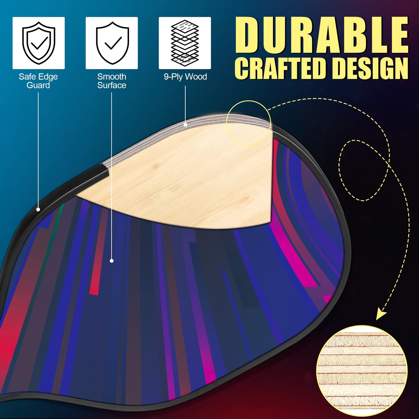 DULCE DOM Pickleball Paddles Set of 2/4 - USAPA Approved, Fiberglass/Carbon Fiber Pickleball Racket with 4 Indoor Outdoor Pickleball Balls and Pickleball Bag, Ideal Pickleball Training Equipment