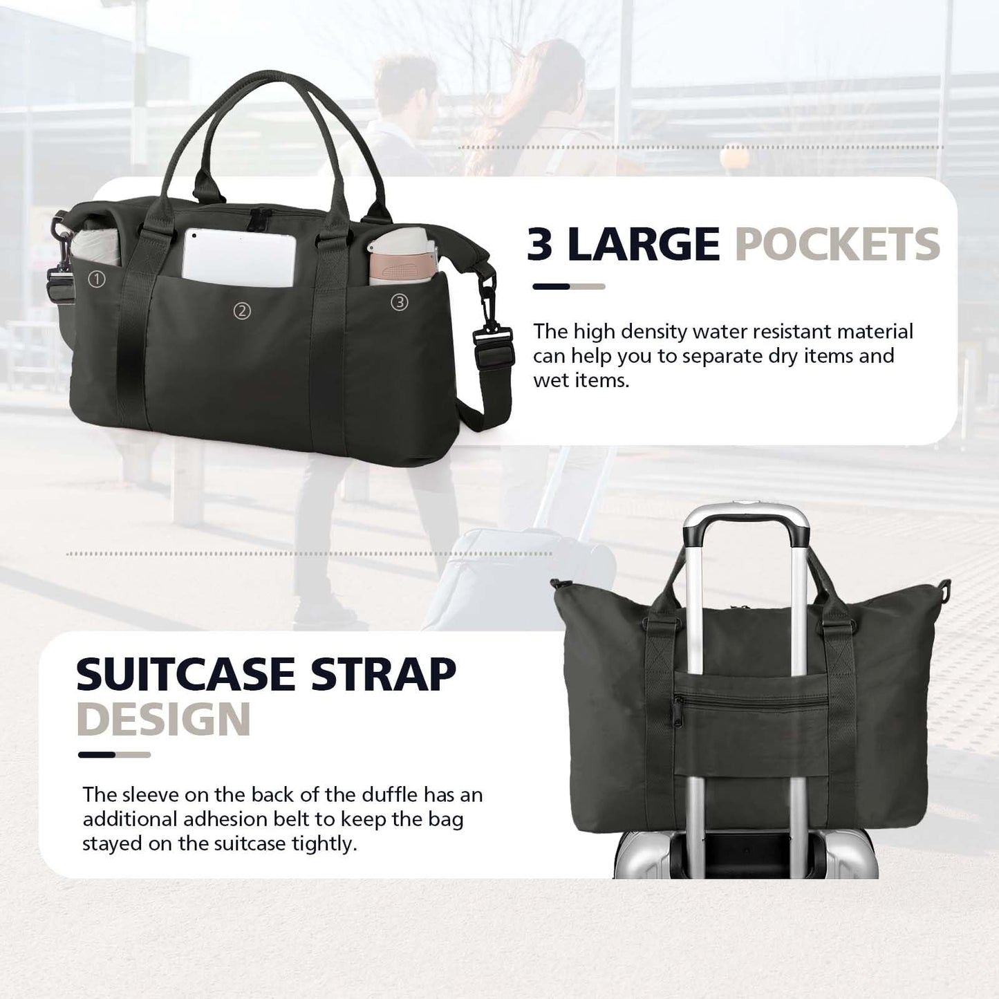 TOPBAG Travel Duffle Bag, Waterproof Weekender Carry On Tote Bags for Women, Sport Gym Bag for Men, Hospital Bag for Labor and Delivery, Overnight Luggage Bag with Trolley Sleeve Coral Pink