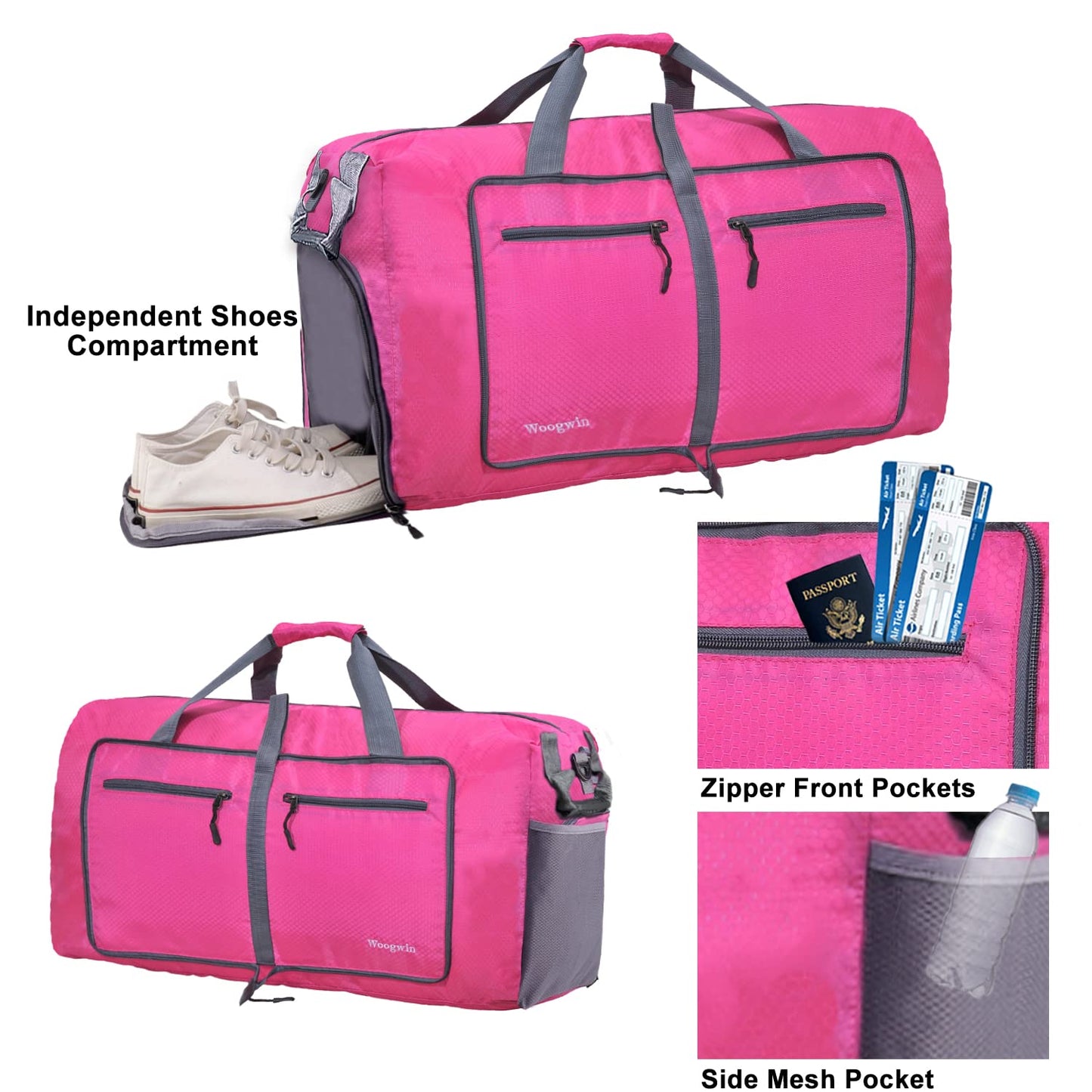 Woogwin Travel Duffel Bag Large Foldable Waterproof Overnight Bag for Beach Swim Bags Pool Sports Gym