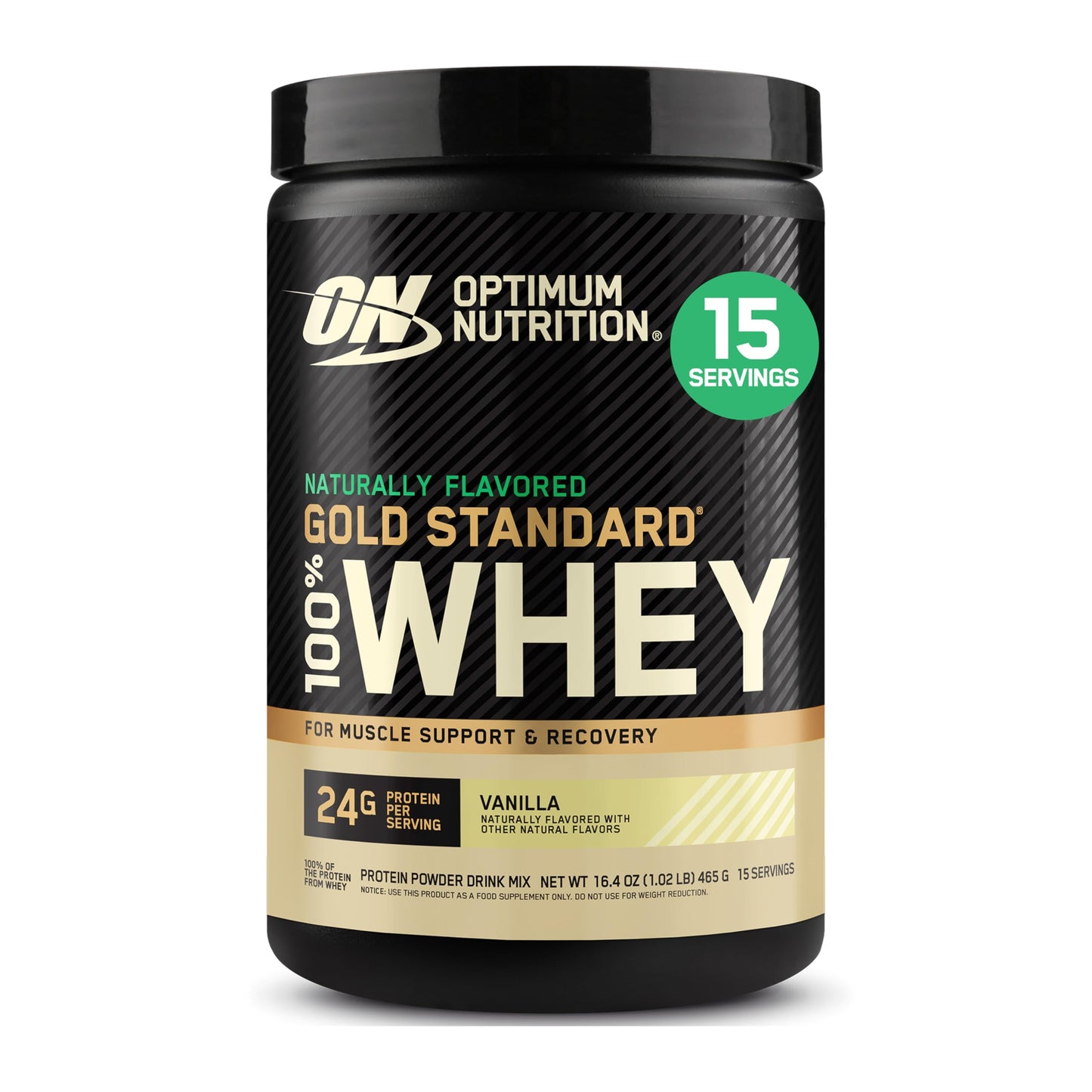 Optimum Nutrition Gold Standard 100% Whey Protein Powder, Vanilla Ice Cream, 1 Pound (Pack of 1)