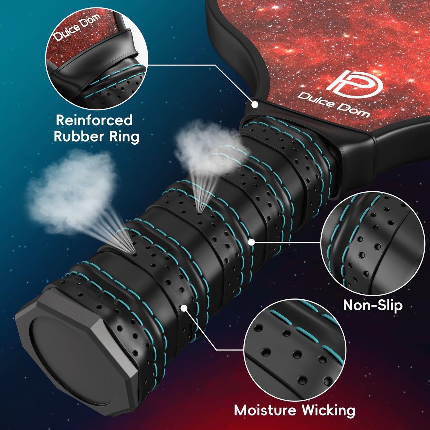 DULCE DOM Pickleball Paddles Set of 2/4 - USAPA Approved, Fiberglass/Carbon Fiber Pickleball Racket with 4 Indoor Outdoor Pickleball Balls and Pickleball Bag, Ideal Pickleball Training Equipment