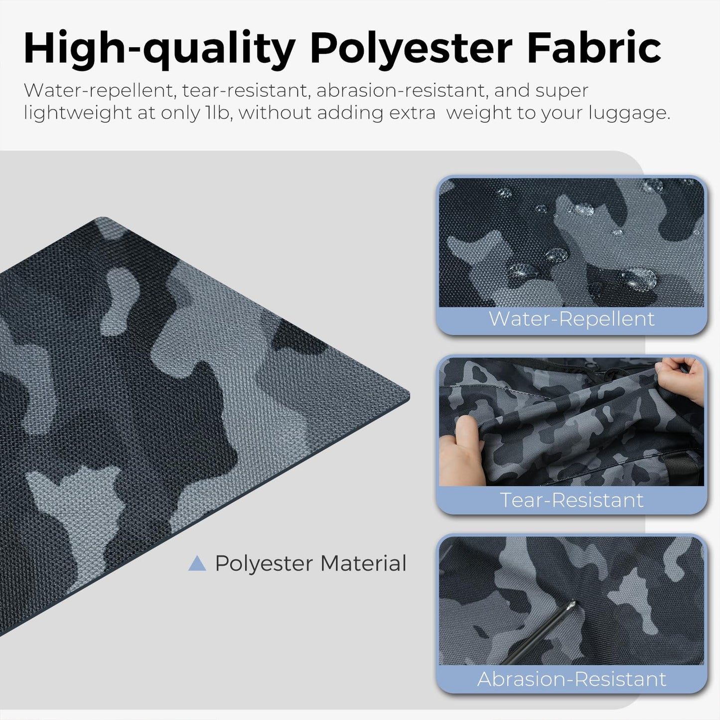 Fmeida 65L Duffle Bag with Shoes Compartment, Foldable Travel Duffel Bags for Men Women, Large Packable Travel Bag Water Repellent & Tear Resistant (Black)