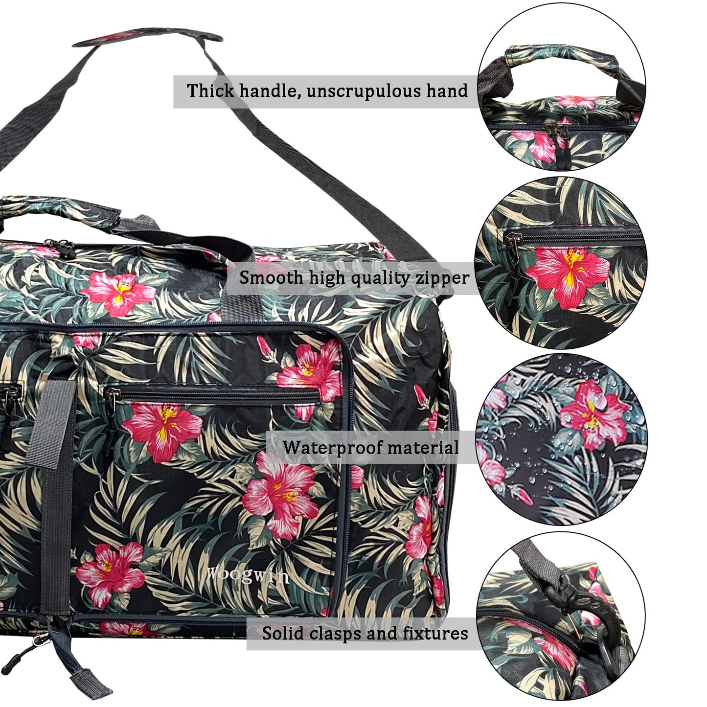 Woogwin Travel Duffel Bag Large Foldable Waterproof Overnight Bag for Beach Swim Bags Pool Sports Gym