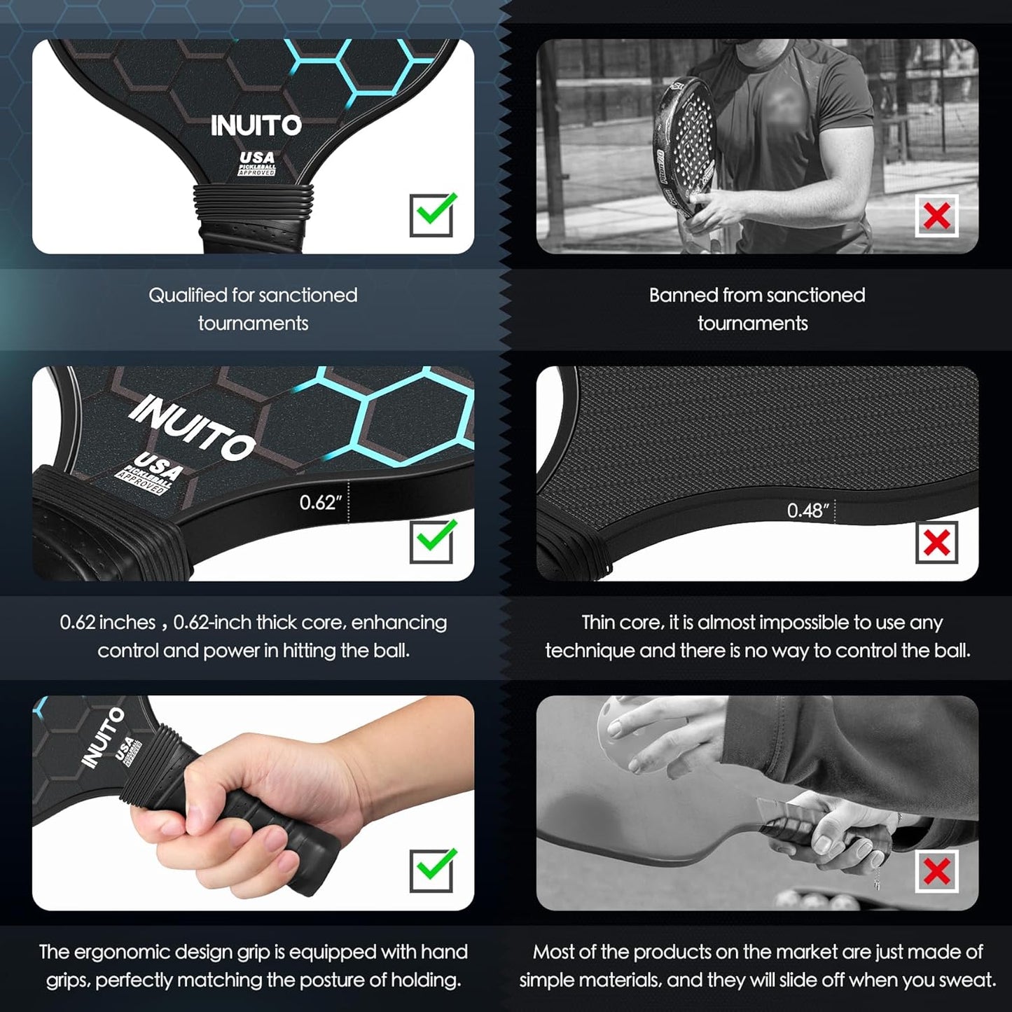 Pickleball Paddles, Pickleball Paddles Set of 2. 16mm Thick Paddle with Pickleball Bag. Large Sweet Spot Pickle Ball Paddle Set for Men Women. Pickleball Racket Set of 2.