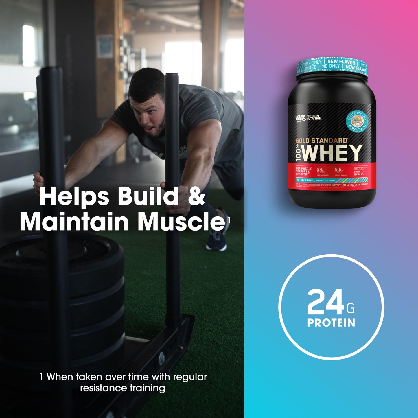 Optimum Nutrition Gold Standard 100% Whey Protein Powder, Vanilla Ice Cream, 1 Pound (Pack of 1)