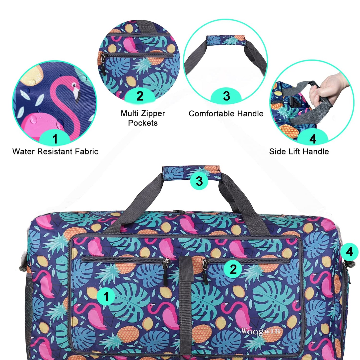 Woogwin Travel Duffel Bag Large Foldable Waterproof Overnight Bag for Beach Swim Bags Pool Sports Gym