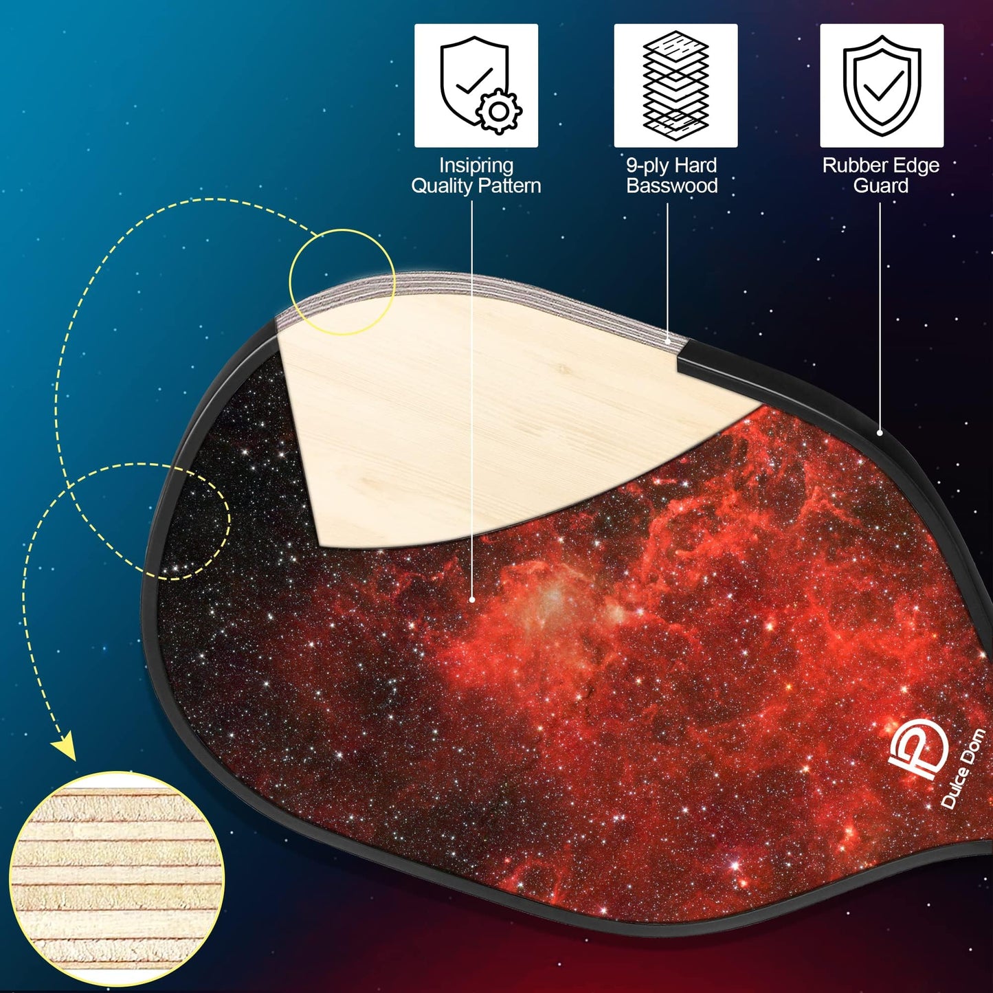 DULCE DOM Pickleball Paddles Set of 2/4 - USAPA Approved, Fiberglass/Carbon Fiber Pickleball Racket with 4 Indoor Outdoor Pickleball Balls and Pickleball Bag, Ideal Pickleball Training Equipment