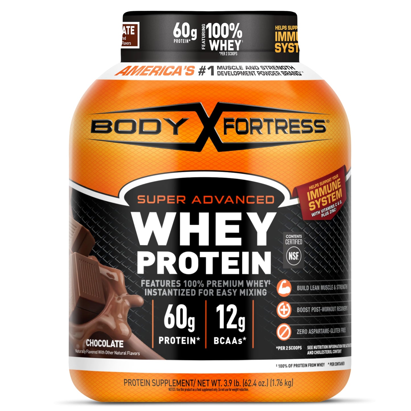 Body Fortress 100% Whey, Premium Protein Powder, Chocolate, 1.78lbs