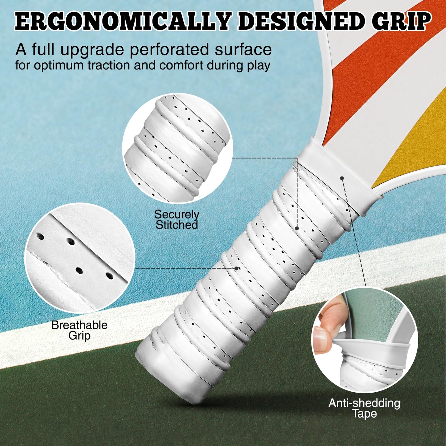 DULCE DOM Pickleball Paddles Set of 2/4 - USAPA Approved, Fiberglass/Carbon Fiber Pickleball Racket with 4 Indoor Outdoor Pickleball Balls and Pickleball Bag, Ideal Pickleball Training Equipment