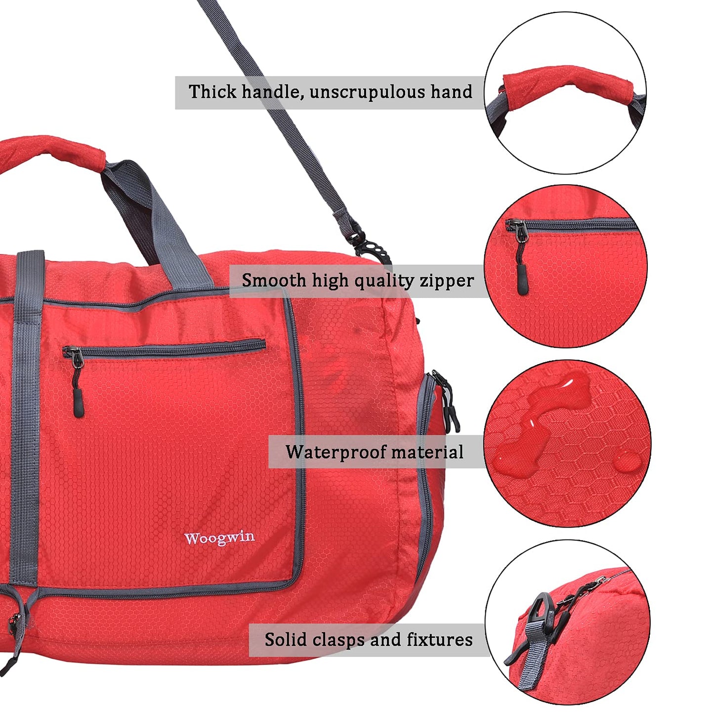 Woogwin Travel Duffel Bag Large Foldable Waterproof Overnight Bag for Beach Swim Bags Pool Sports Gym