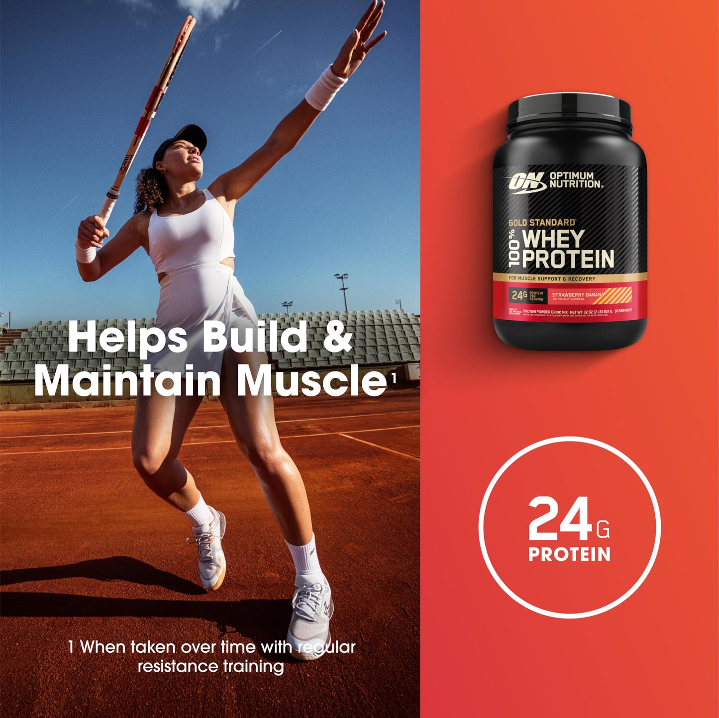 Optimum Nutrition Gold Standard 100% Whey Protein Powder, Vanilla Ice Cream, 1 Pound (Pack of 1)